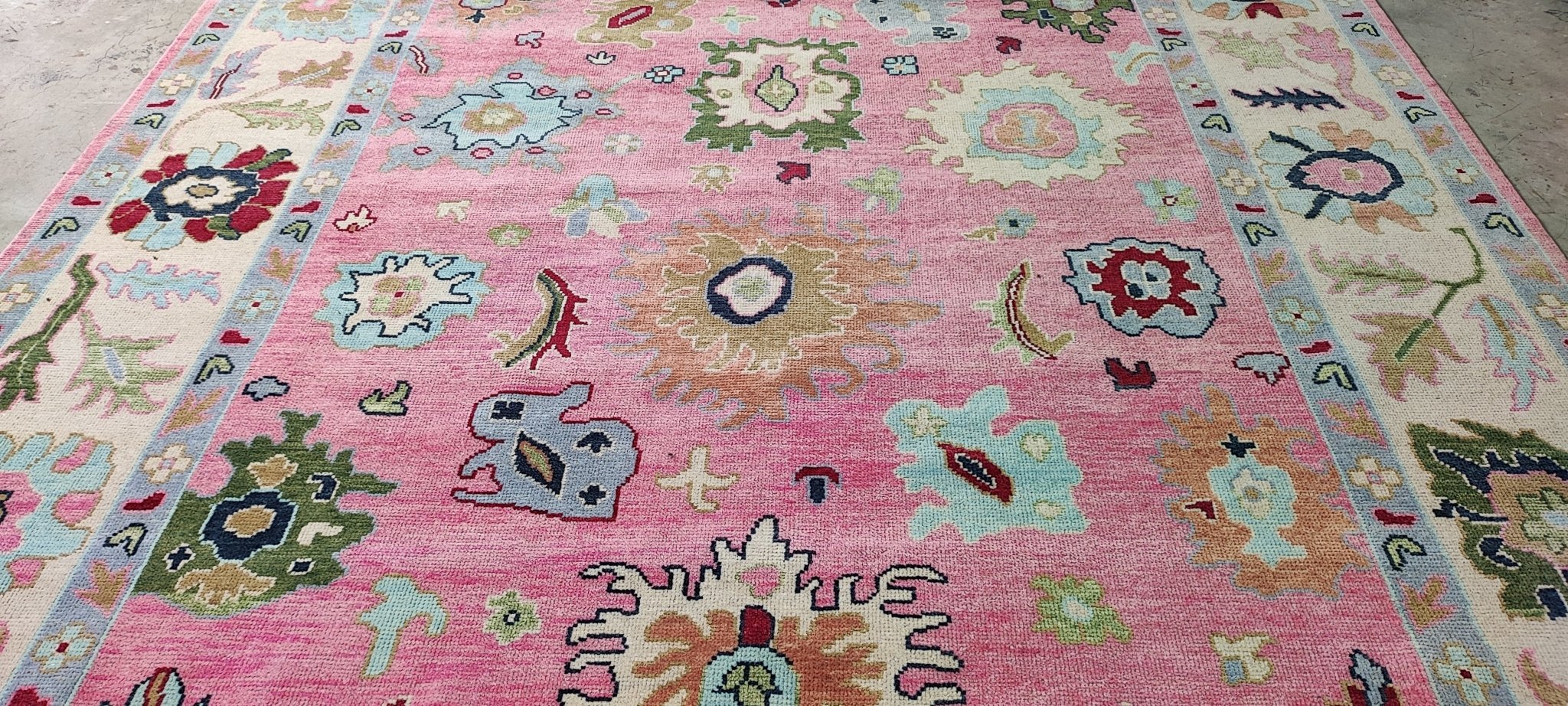Harriet Bosse 9x12 Pink and Ivory Hand-Knotted Oushak Rug | Banana Manor Rug Company