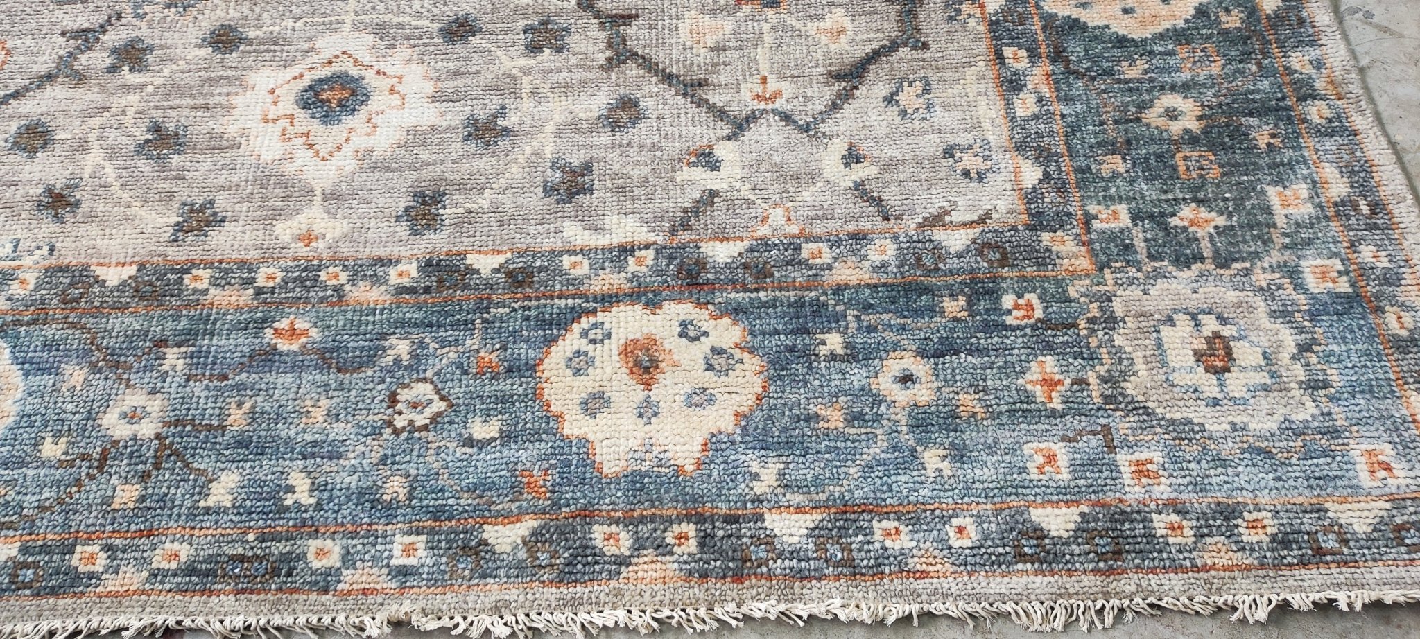 Hazel Honeysuckle 8x10 Hand Knotted Tan & Grey Oushak | Banana Manor Rug Factory Outlet