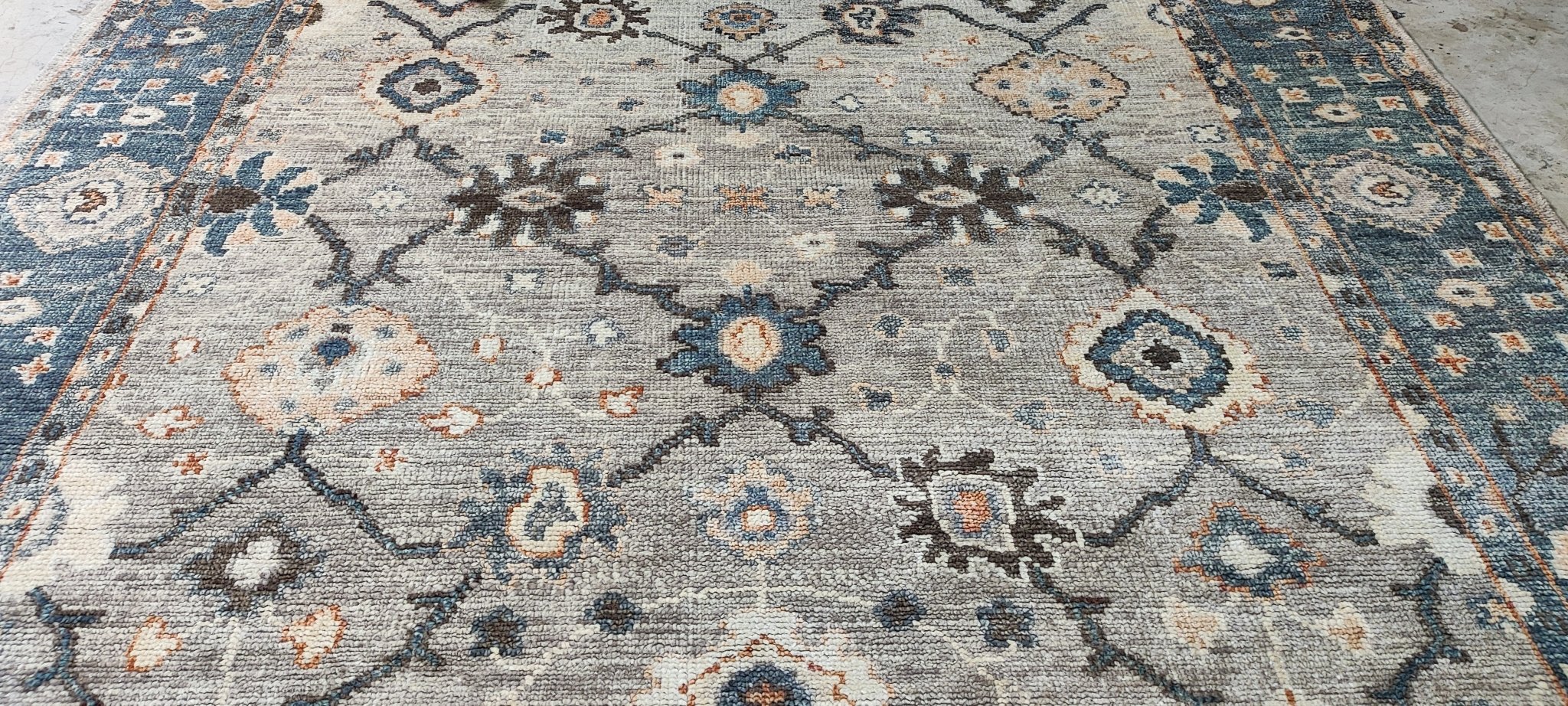 Hazel Honeysuckle 8x10 Hand Knotted Tan & Grey Oushak | Banana Manor Rug Factory Outlet