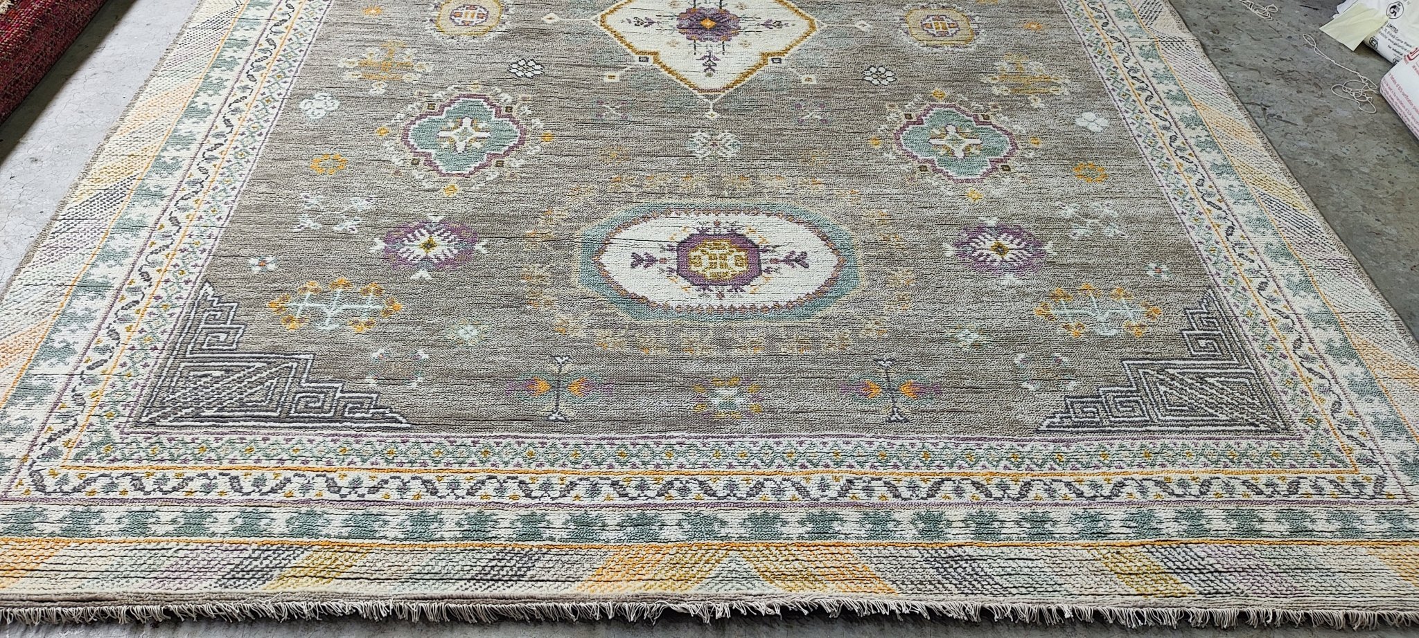 Helen Funai 9x12 Hand-Knotted Grey & Tan Oriental | Banana Manor Rug Factory Outlet