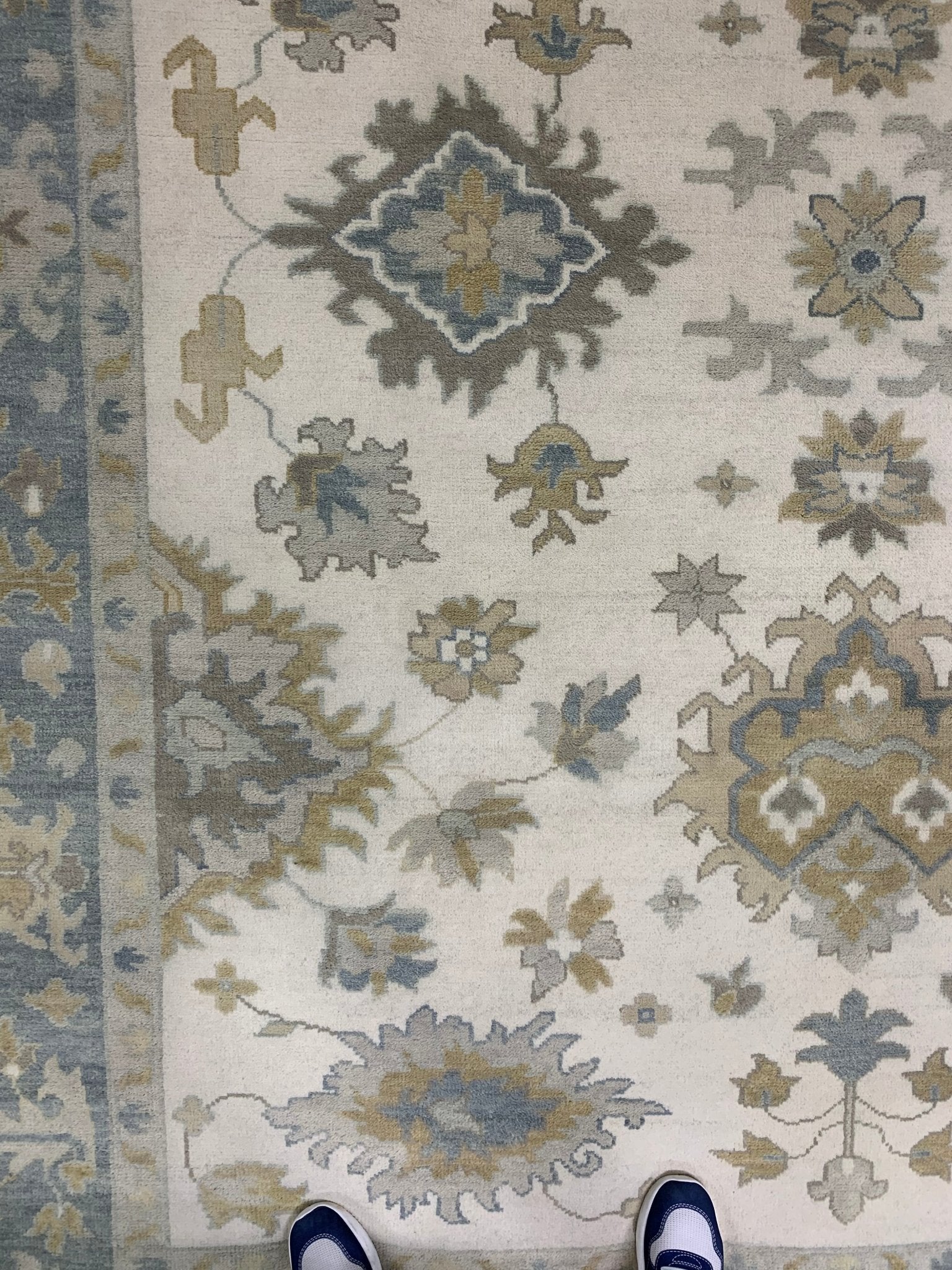 Helen Ivory & Lt. Blue 9.3x12 Oushak | Banana Manor Rug Company