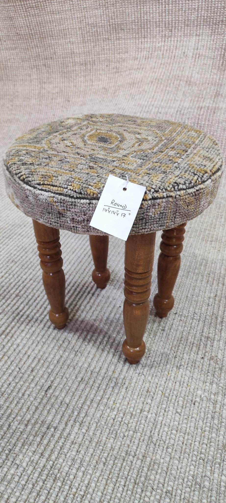 Helena Carter 14x14x7 Wooden Upholstered Stool | Banana Manor Rug Factory Outlet