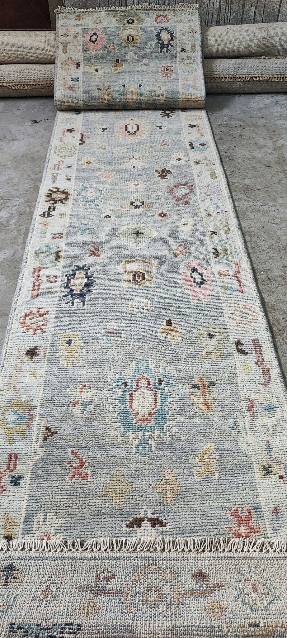 Hilary Hahn 2.6x14.6 Hand Knotted Grey & Silver Turkish Oushak | Banana Manor Rug Factory Outlet