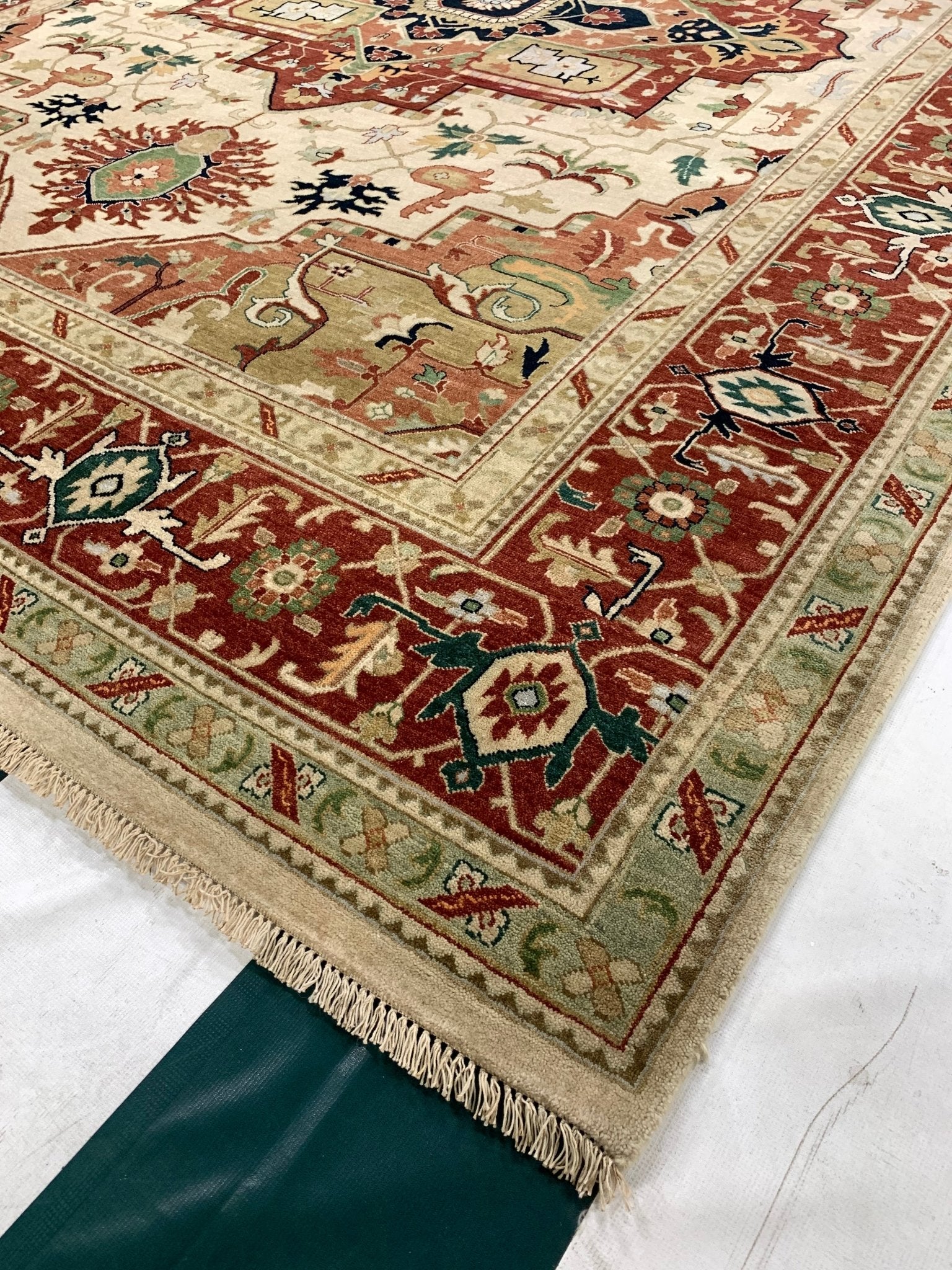 Holly Kinder Hand-Knotted 9x12 Beige & Red Oriental Rug | Banana Manor Rug Company