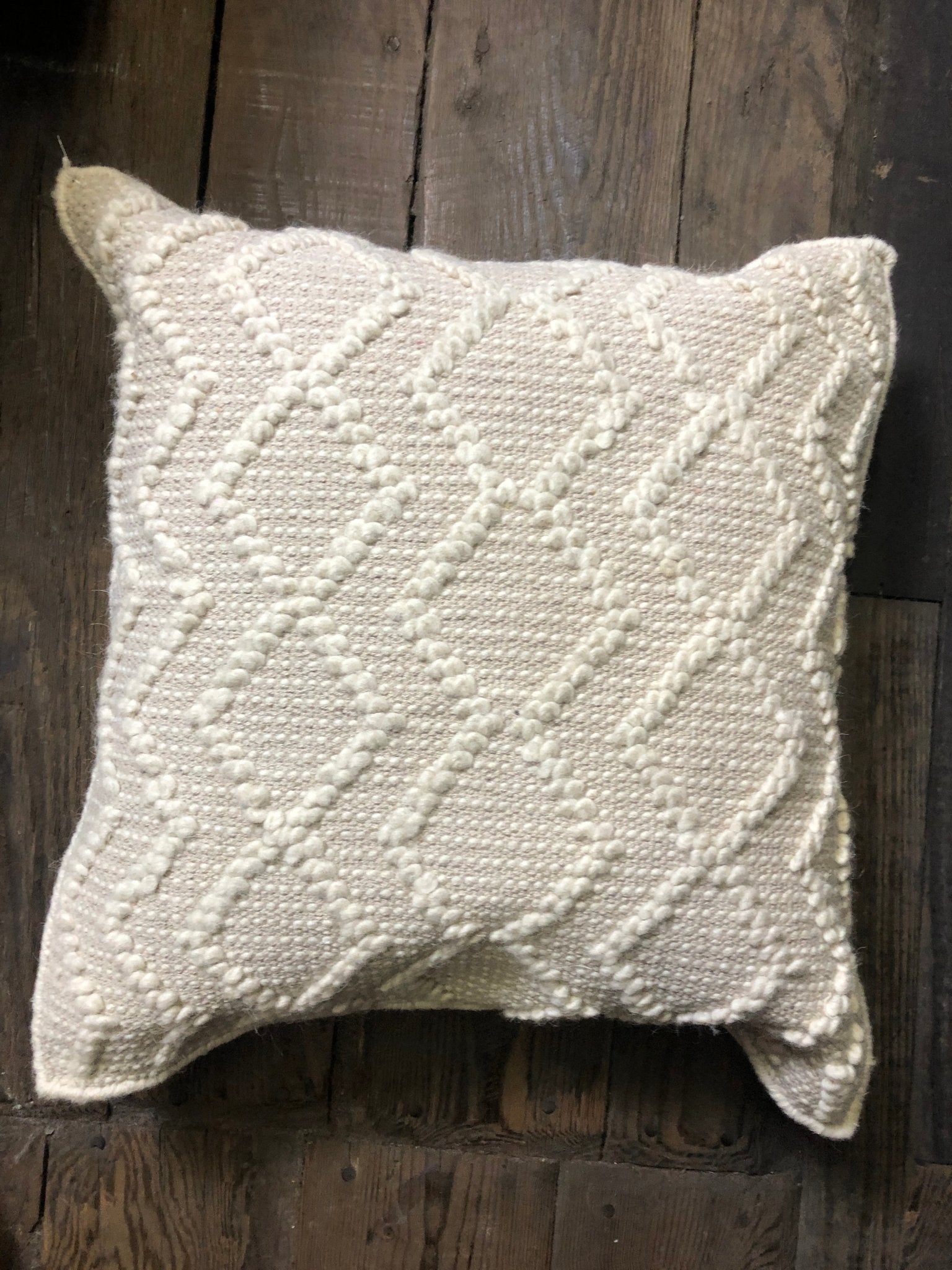 Hosna White and Tan Handwoven Pillow | Banana Manor Rug Company