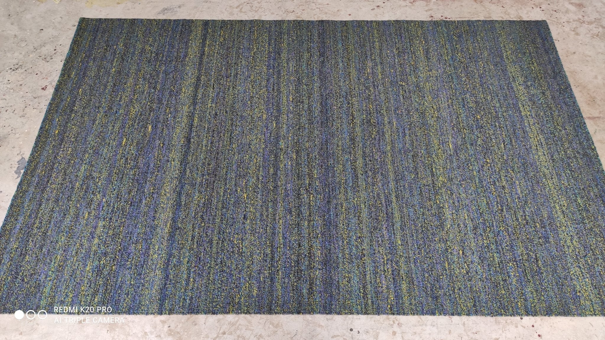 Howard Thurston 5x8 Handwoven Blue and Multi-Colored Durrie Rug | Banana Manor Rug Company