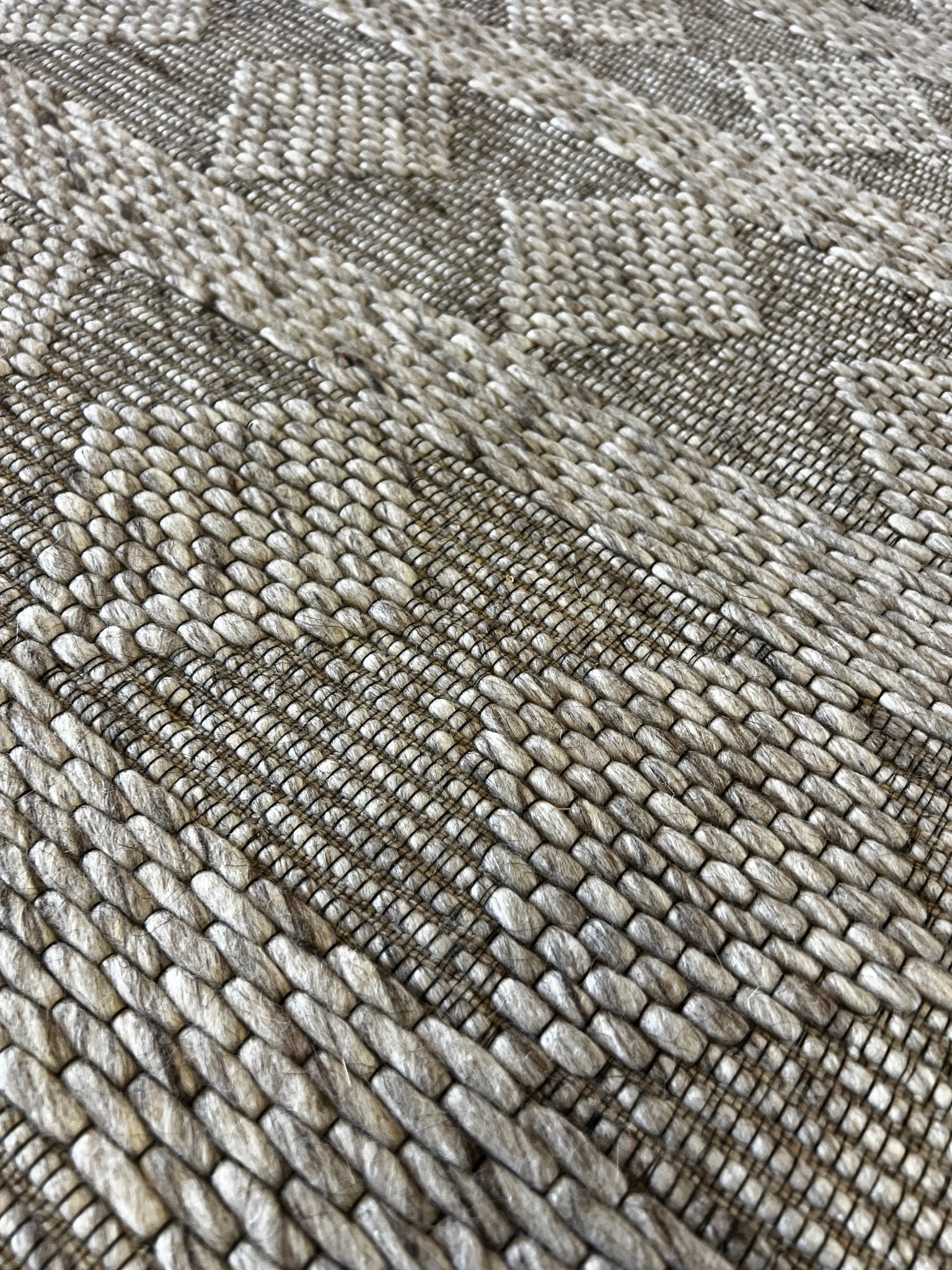 Hugo Baker 10x14 Handwoven Wool Durrie Beige Jacquard | Banana Manor Rug Factory Outlet