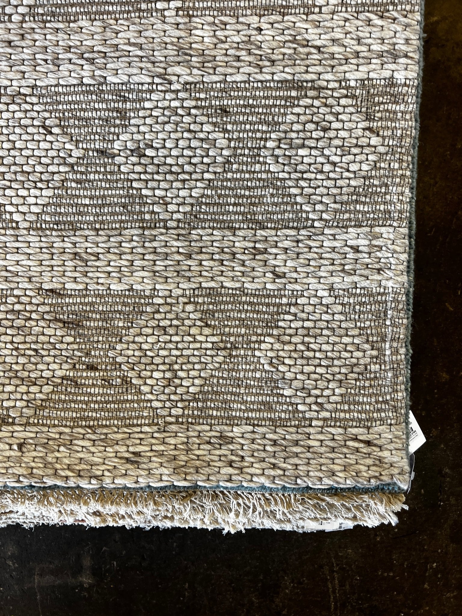 Hugo Baker 10x14 Handwoven Wool Durrie Beige Jacquard | Banana Manor Rug Factory Outlet