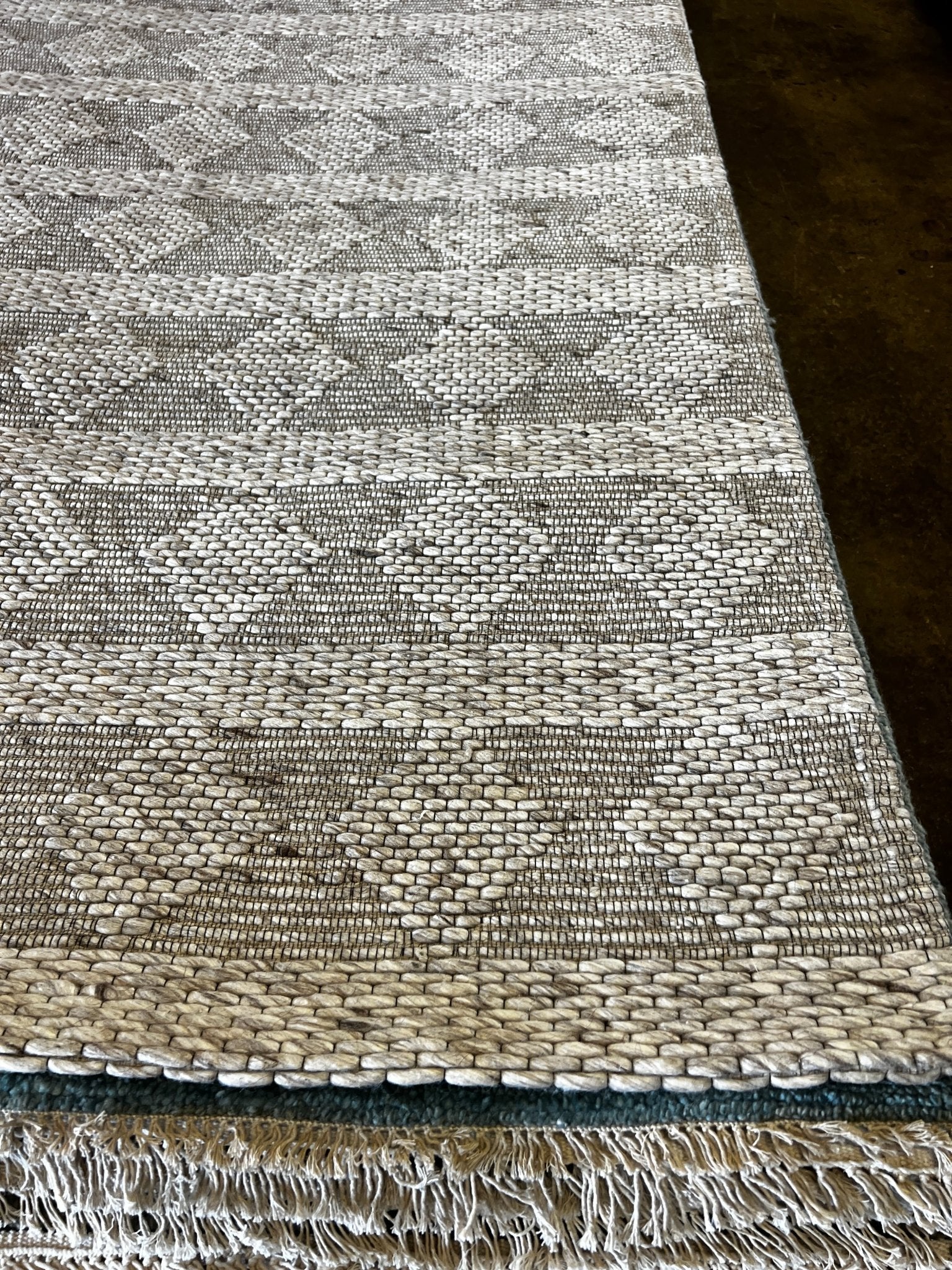 Hugo Baker 10x14 Handwoven Wool Durrie Beige Jacquard | Banana Manor Rug Factory Outlet