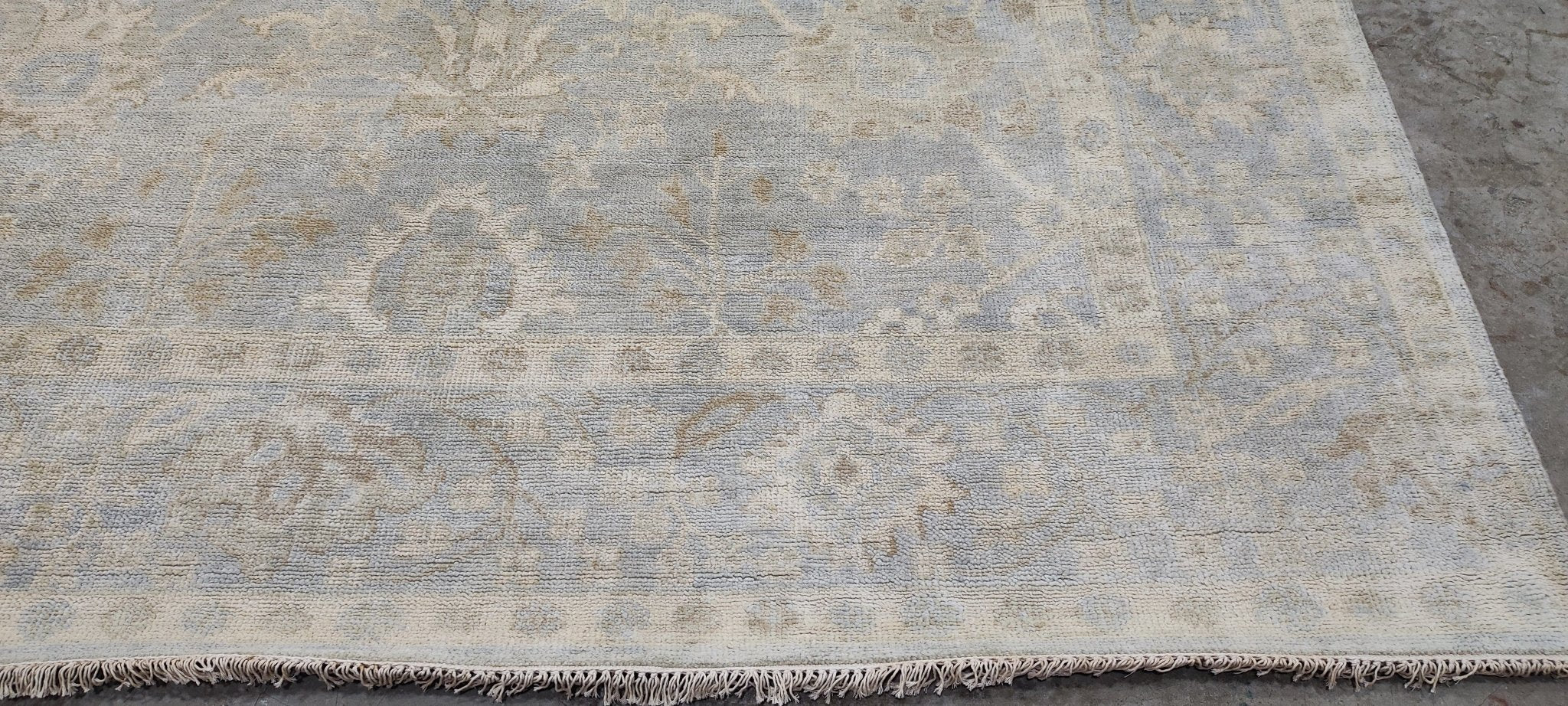 Hyacinth O'Hara Aqua Hand-Knotted Oushak Rug 8x10 | Banana Manor Rug Company