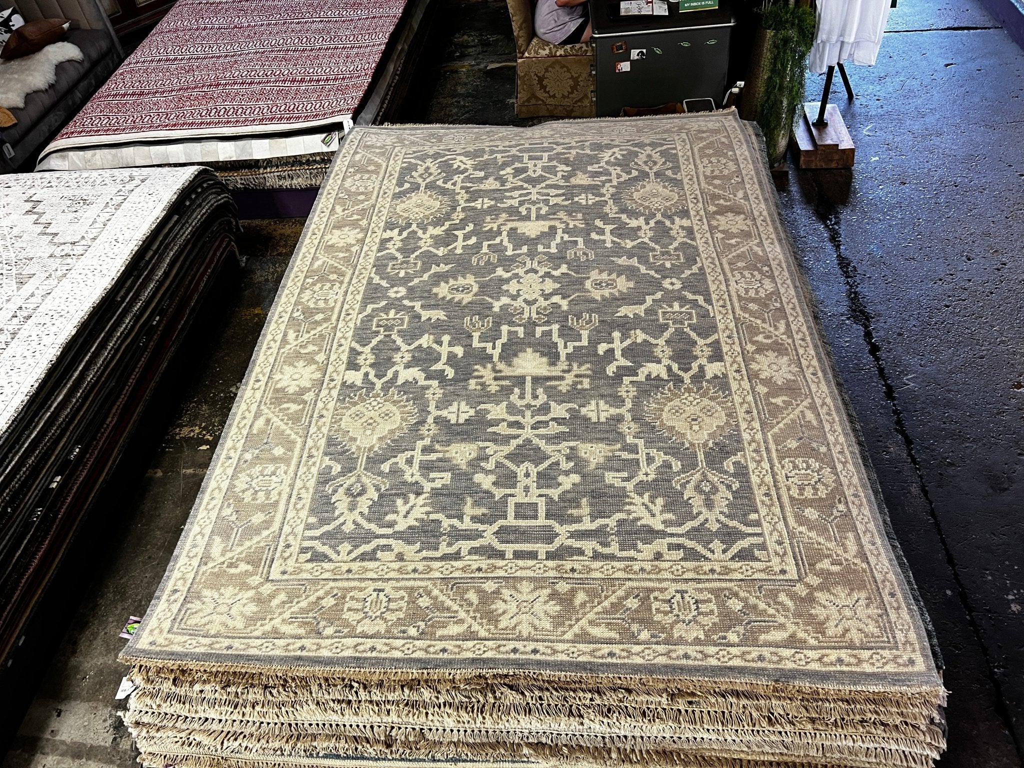 Ida 6x9 Hand-Knotted Silver & Light Rust Turkish Oushak | Banana Manor Rug Factory Outlet