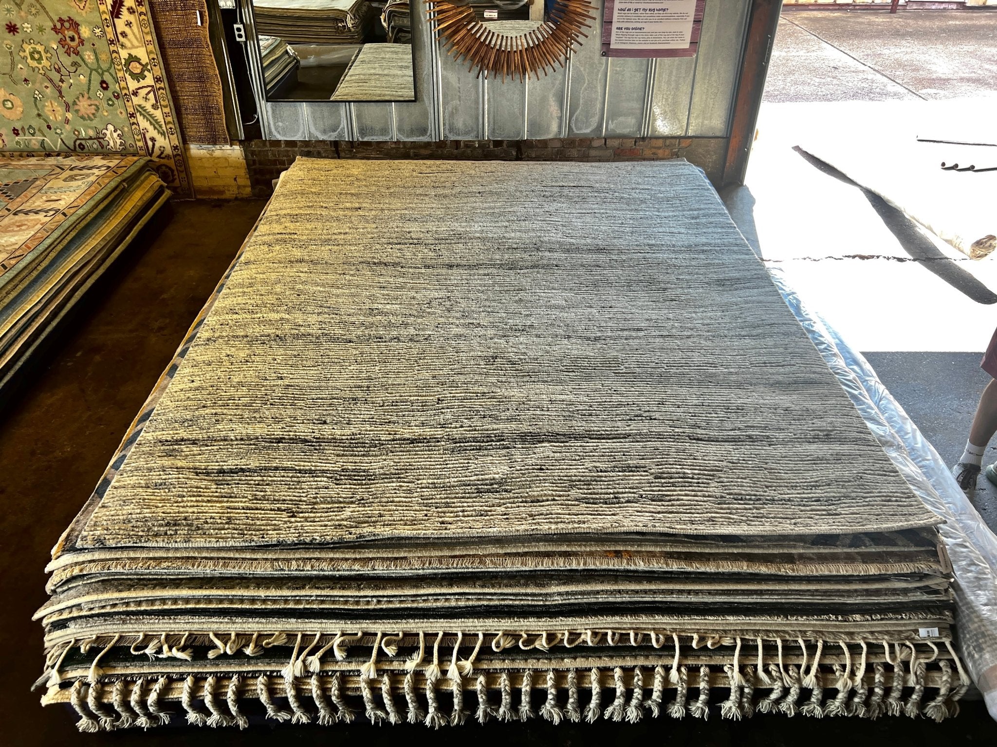 Ilaria 8.9x11.9 Natural & Grey Loop Cut | Banana Manor Rug Factory Outlet