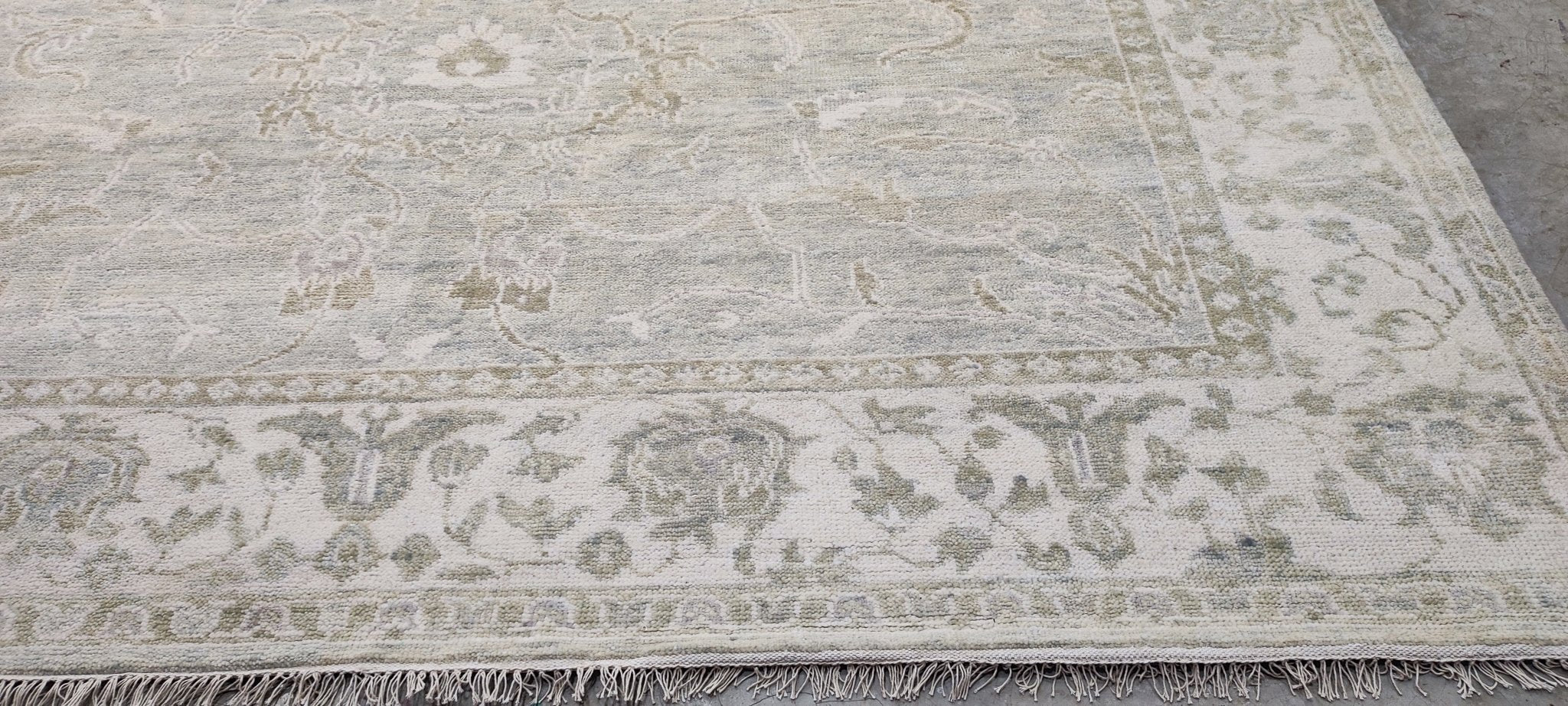 Ilze Liepa Hand-Knotted Oushak Rug Tan and Ivory 9x12 | Banana Manor Rug Company