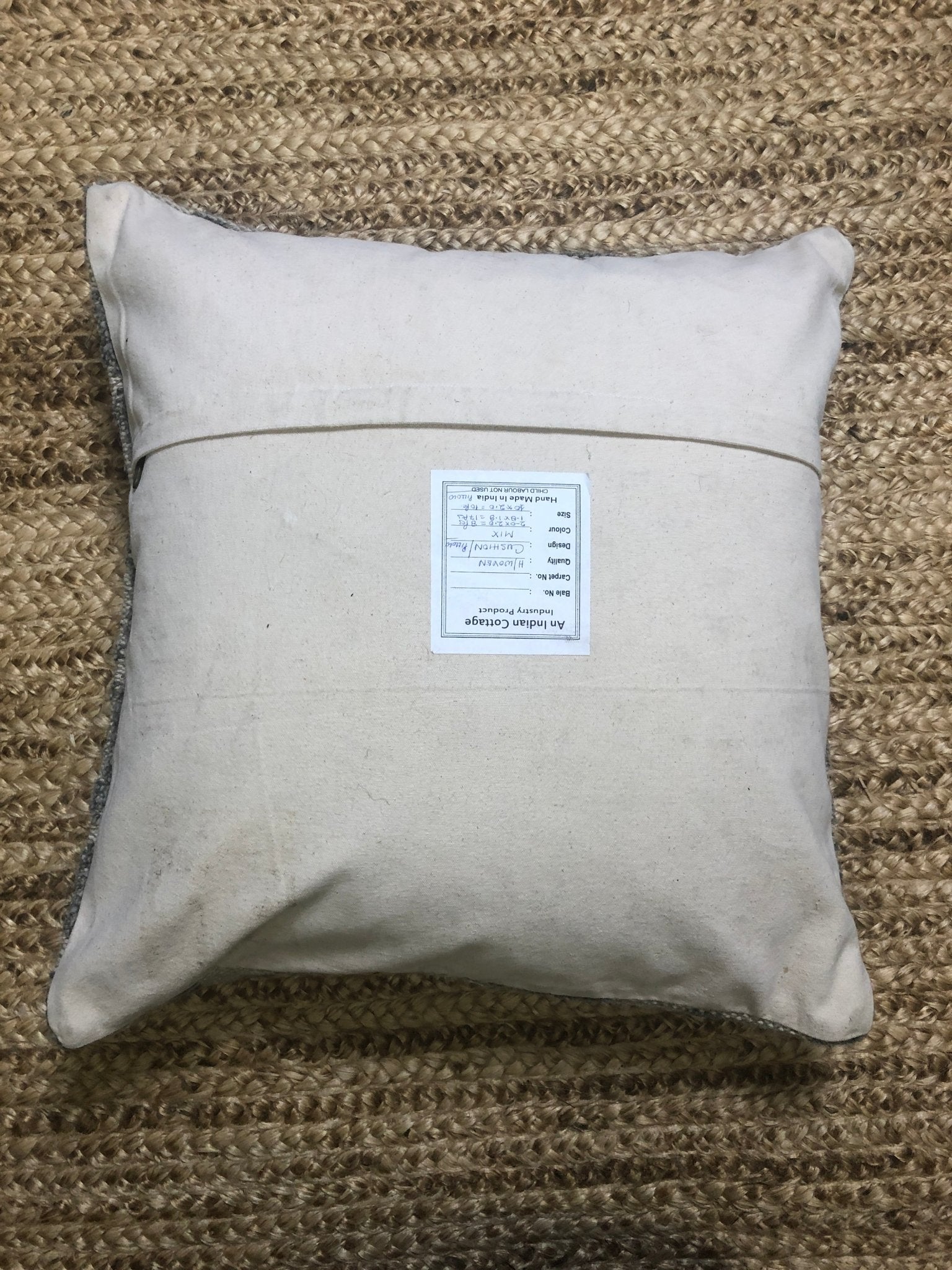 Imre Beige and Grey Hand-Knotted Pillow | Banana Manor Rug Company