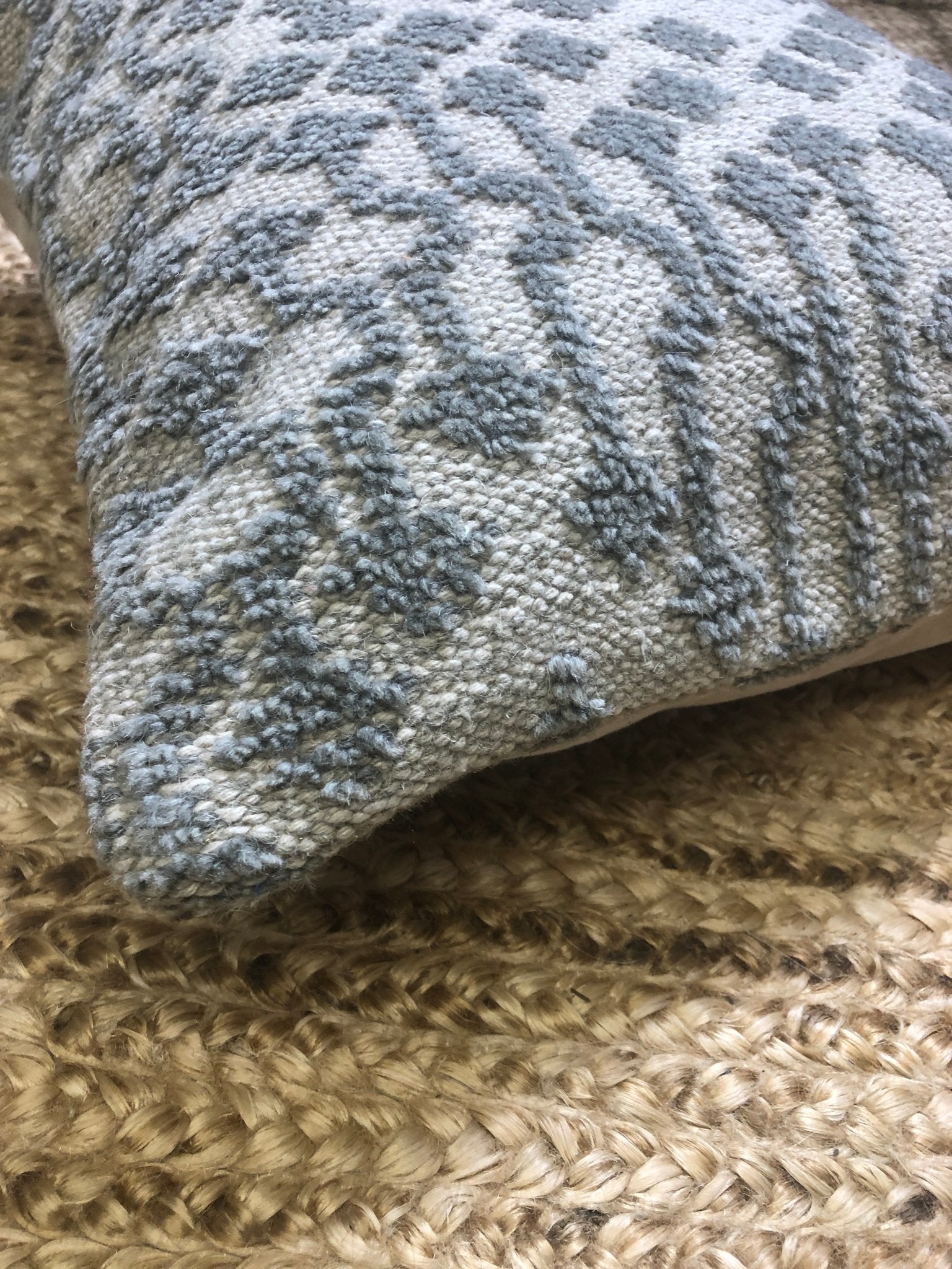 Imre Beige and Grey Hand-Knotted Pillow | Banana Manor Rug Company