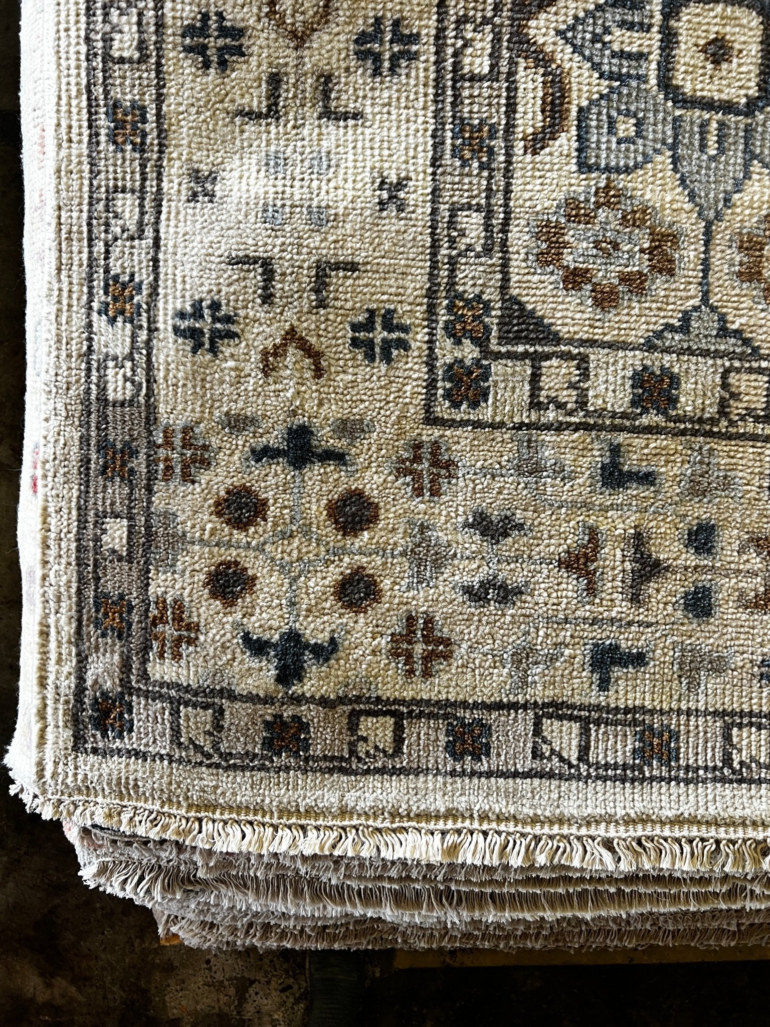 Inna Korobkina 9x12 Hand-Knotted Oushak Rug Ivory and Brown | Banana Manor Rug Factory Outlet