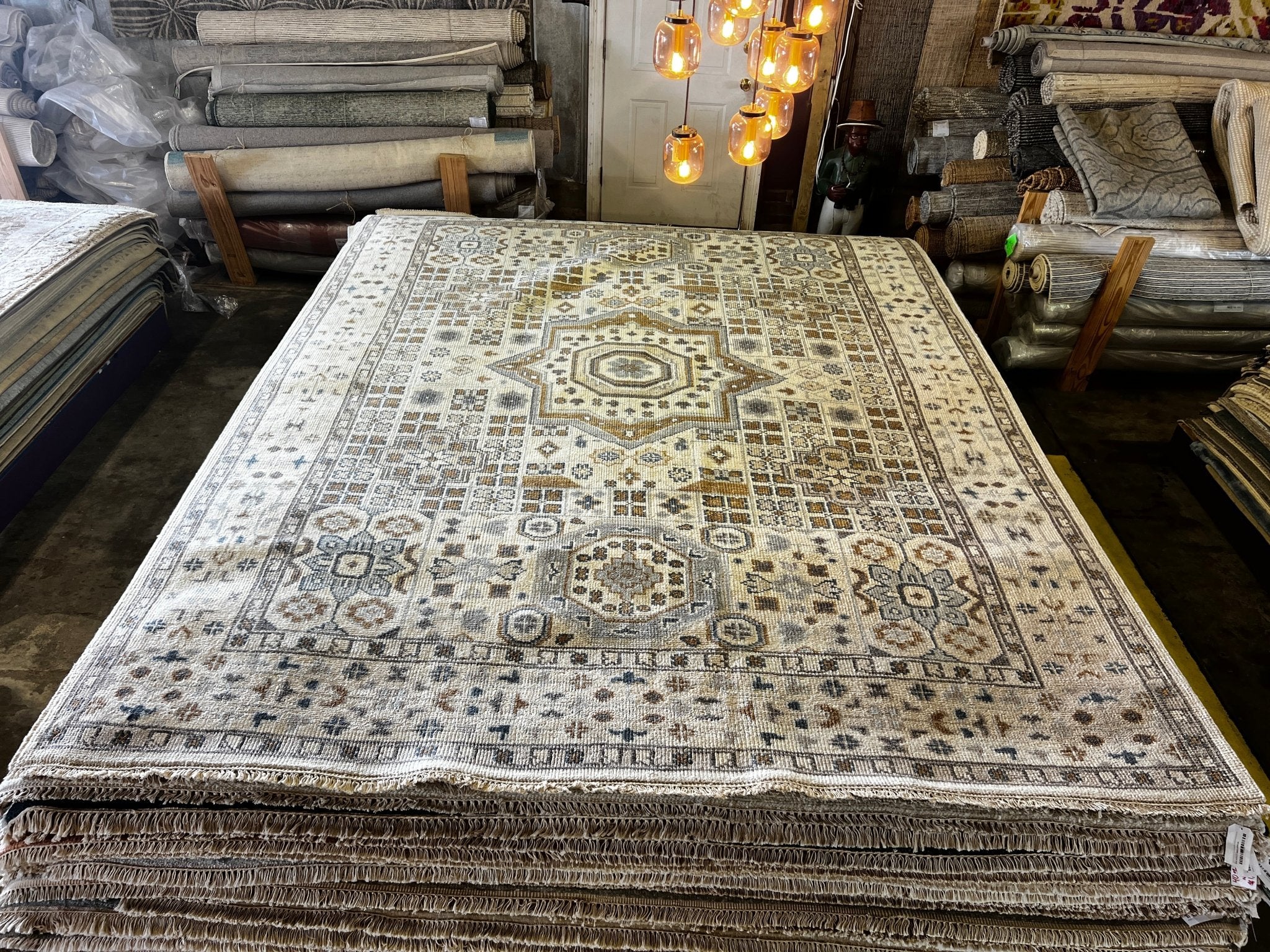 Inna Korobkina 9x12 Hand-Knotted Oushak Rug Ivory and Brown | Banana Manor Rug Factory Outlet