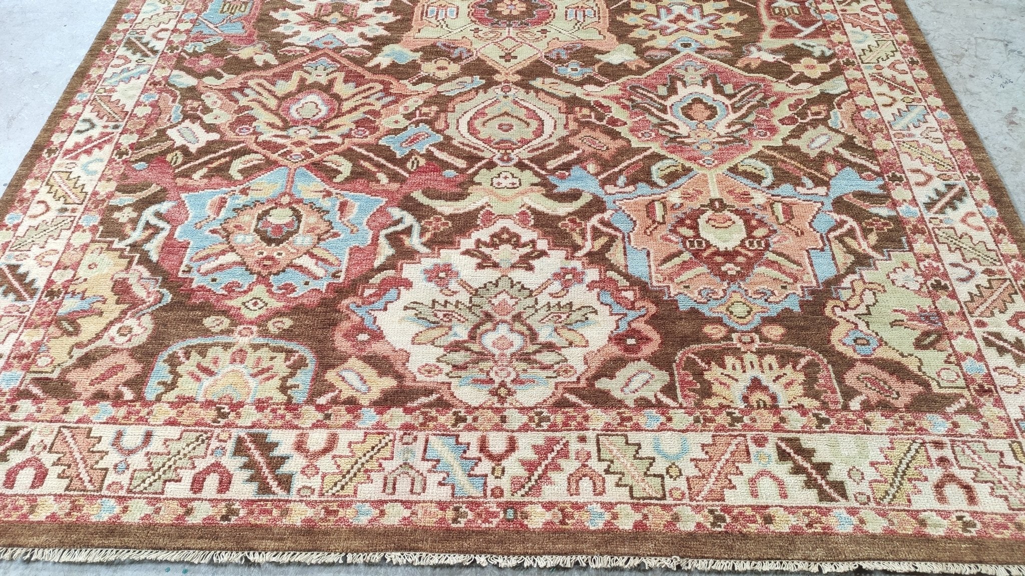 Iris 8x10 Brown and Rust Hand-Knotted Oushak Rug | Banana Manor Rug Company