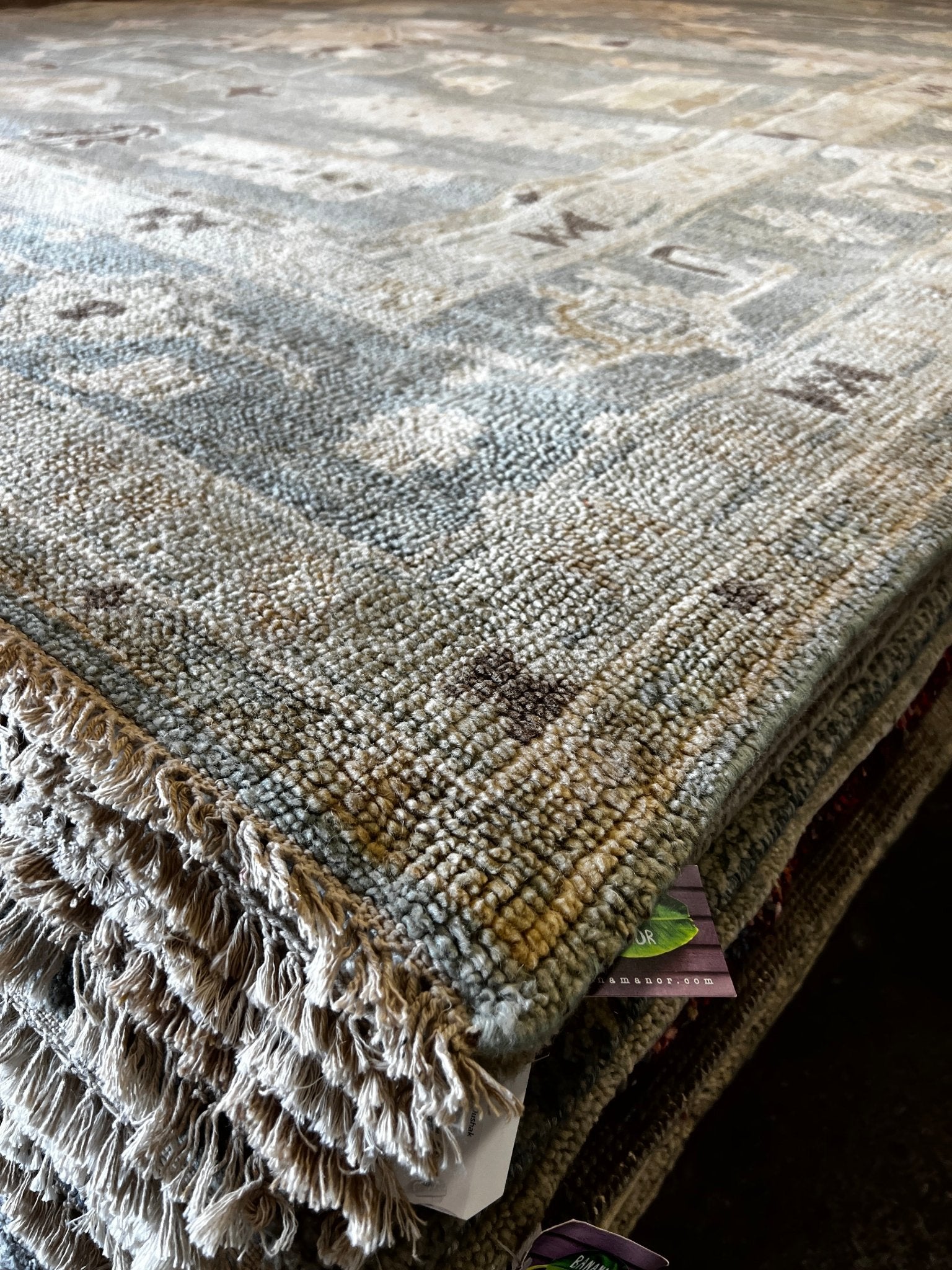 Irm 10x14 Hand-Knotted Light Green & Tan Oushak | Banana Manor Rug Factory Outlet