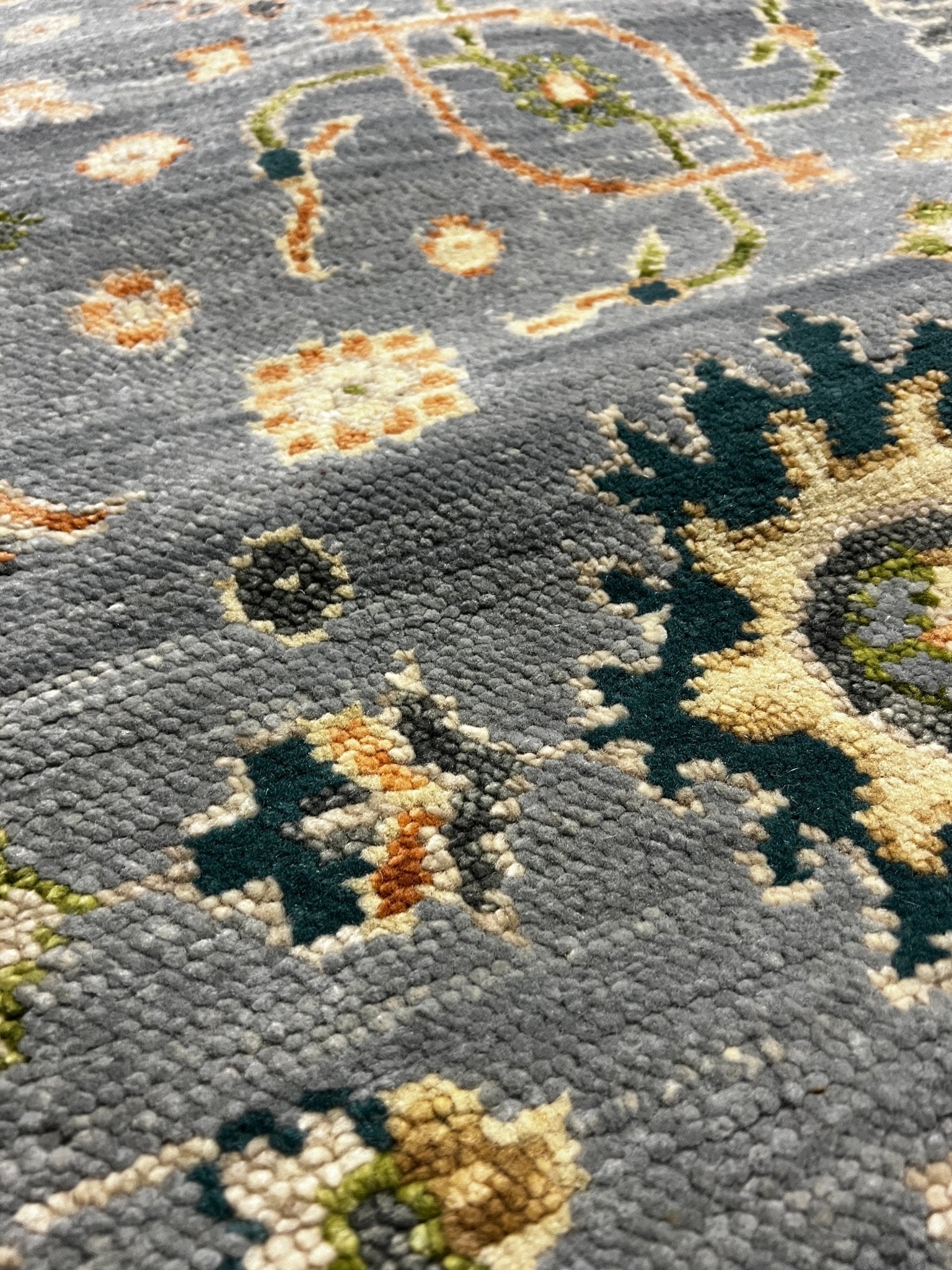 Isabelle Adjani 2.6x12.6 Light Blue and Beige Hand-Knotted Oushak Runner | Banana Manor Rug Company