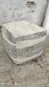 Isaiah Grey and Off-White Striped Pouffe | Banana Manor Rug Company