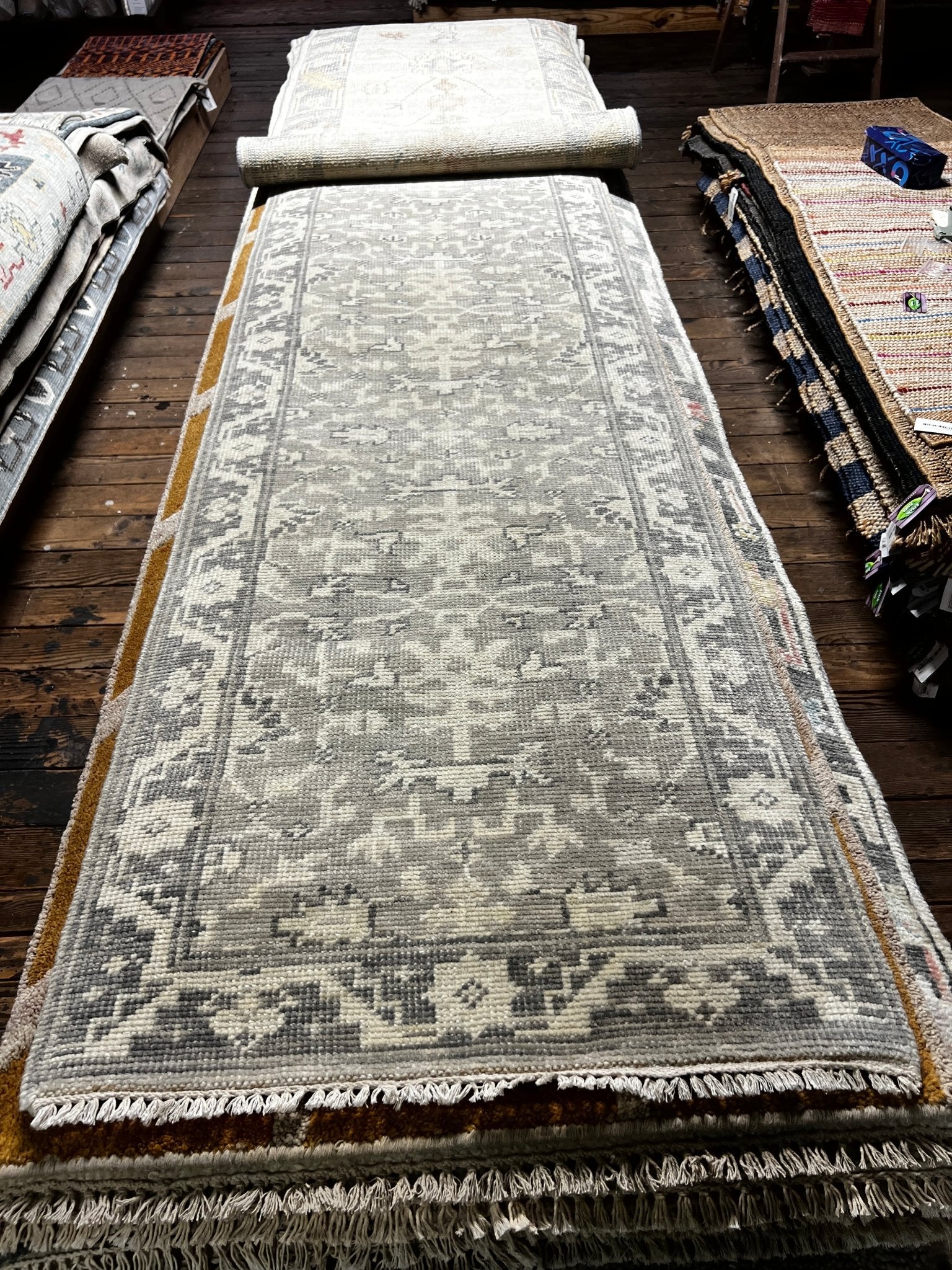 Iseppa 2.6x11.9 Silver & Grey Oushak Runner | Banana Manor Rug Factory Outlet