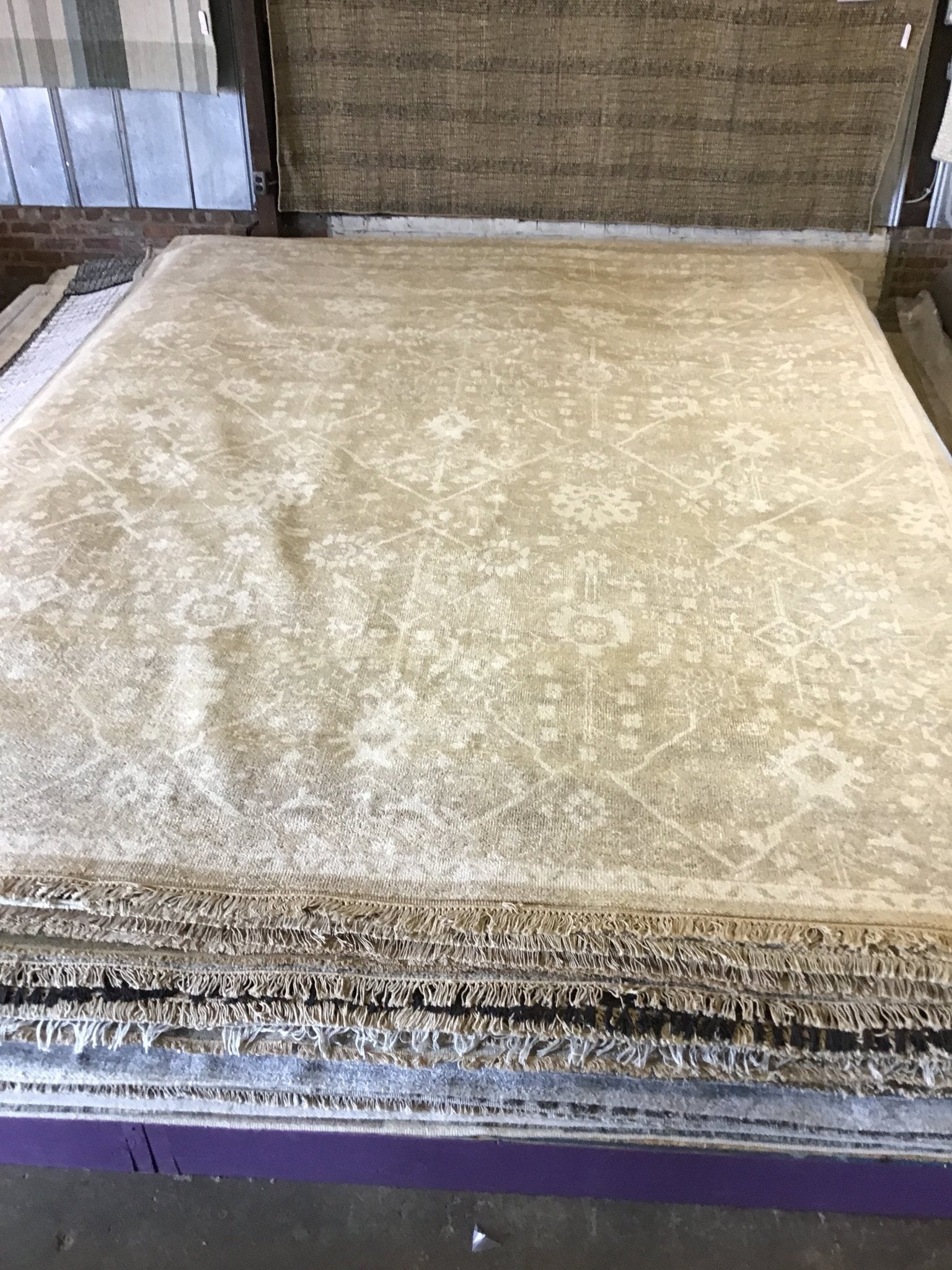 Ivy 10x14.3 Camel and Silver Hand-Knotted Oushak Rug | Banana Manor Rug Company