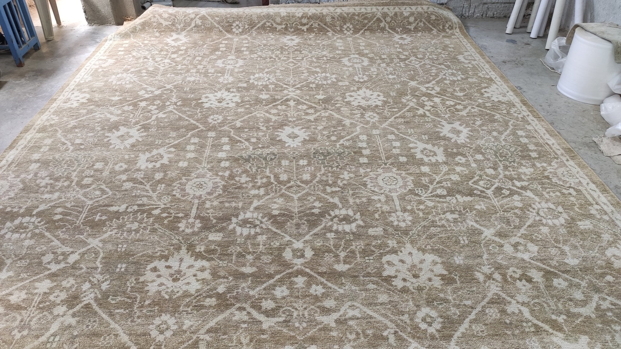 Ivy 10x14.3 Camel and Silver Hand-Knotted Oushak Rug | Banana Manor Rug Company