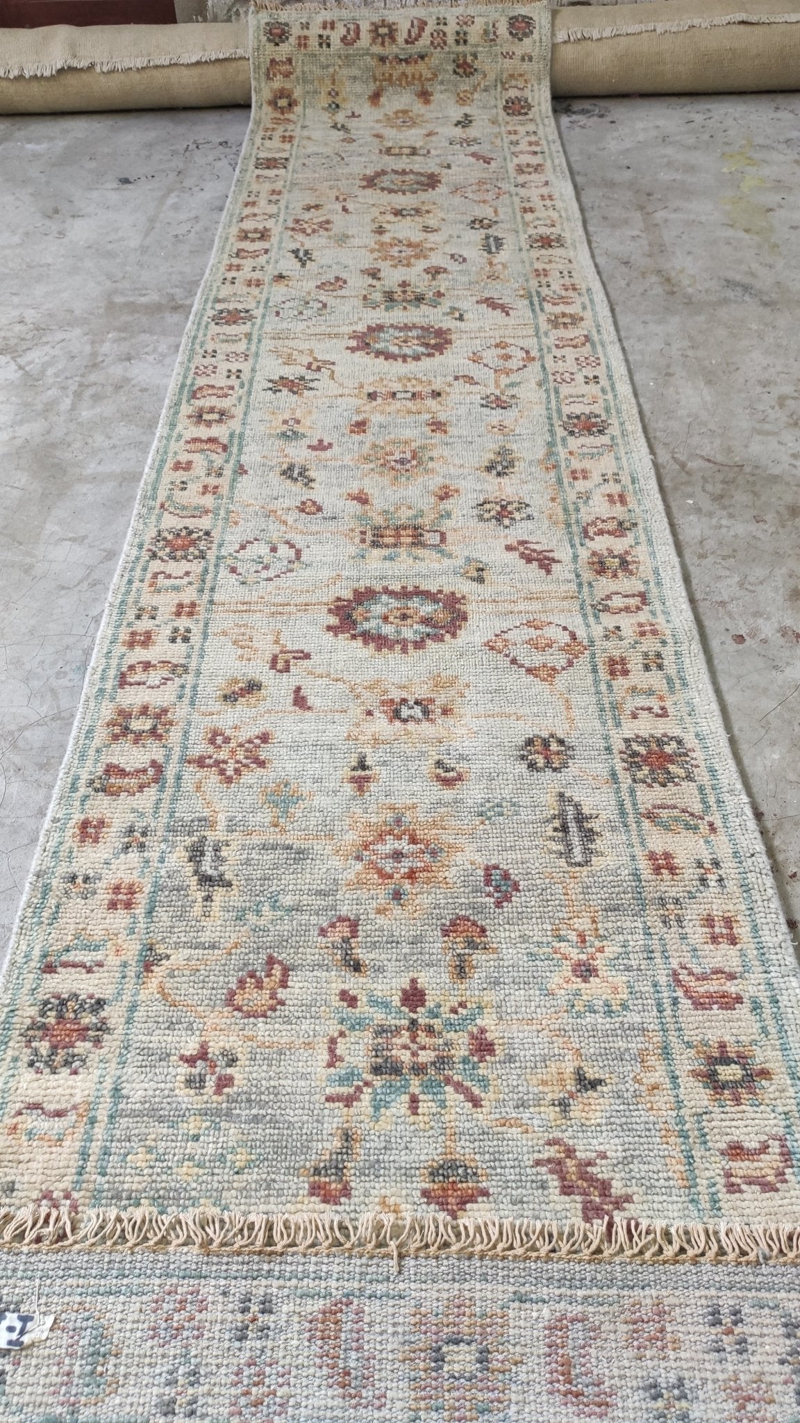 Ivy 2.6x12 Blue Hand-Knotted Oushak Runner | Banana Manor Rug Company