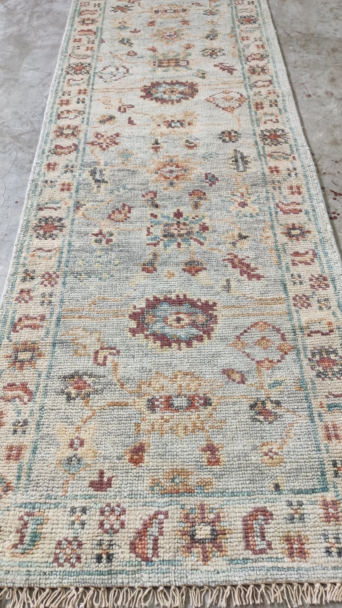 Ivy 2.6x12 Blue Hand-Knotted Oushak Runner | Banana Manor Rug Company