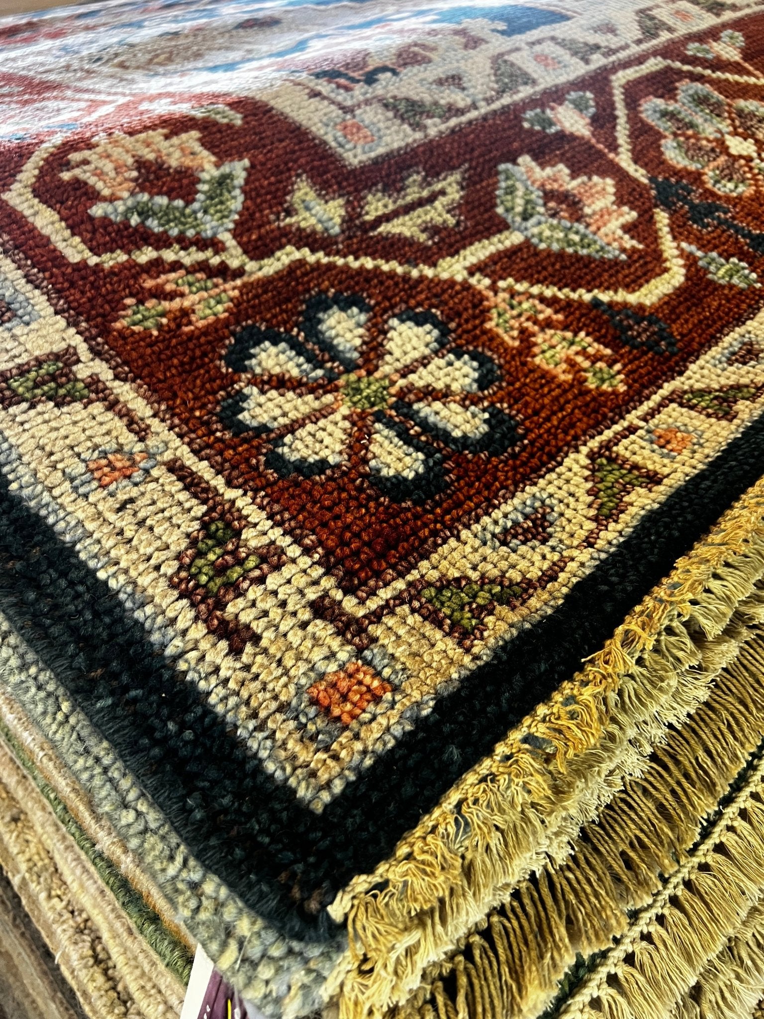 Ivy Sherman 8x10 Dark Grey and Red Hand-Knotted Oriental Rug | Banana Manor Rug Factory Outlet