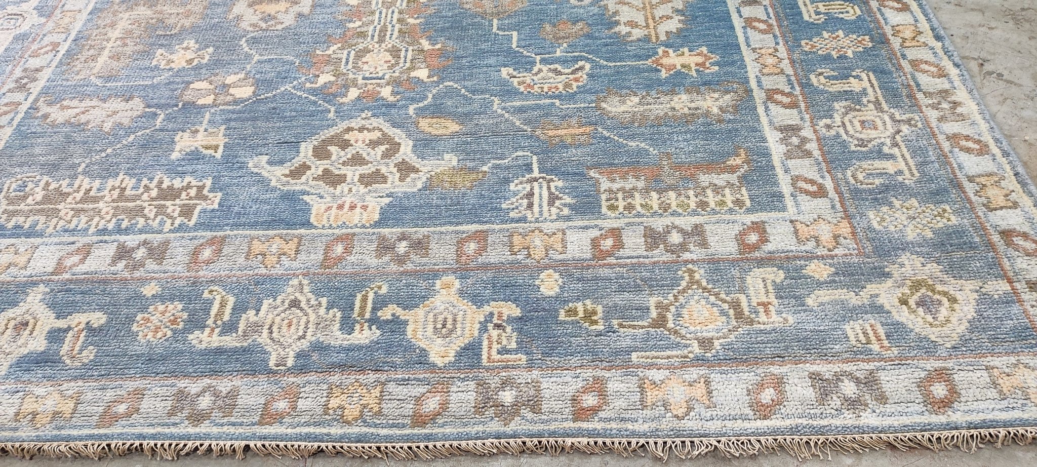 Jacki Weaver Hand-Knotted Oushak Rug Light Blue 8x10 | Banana Manor Rug Company