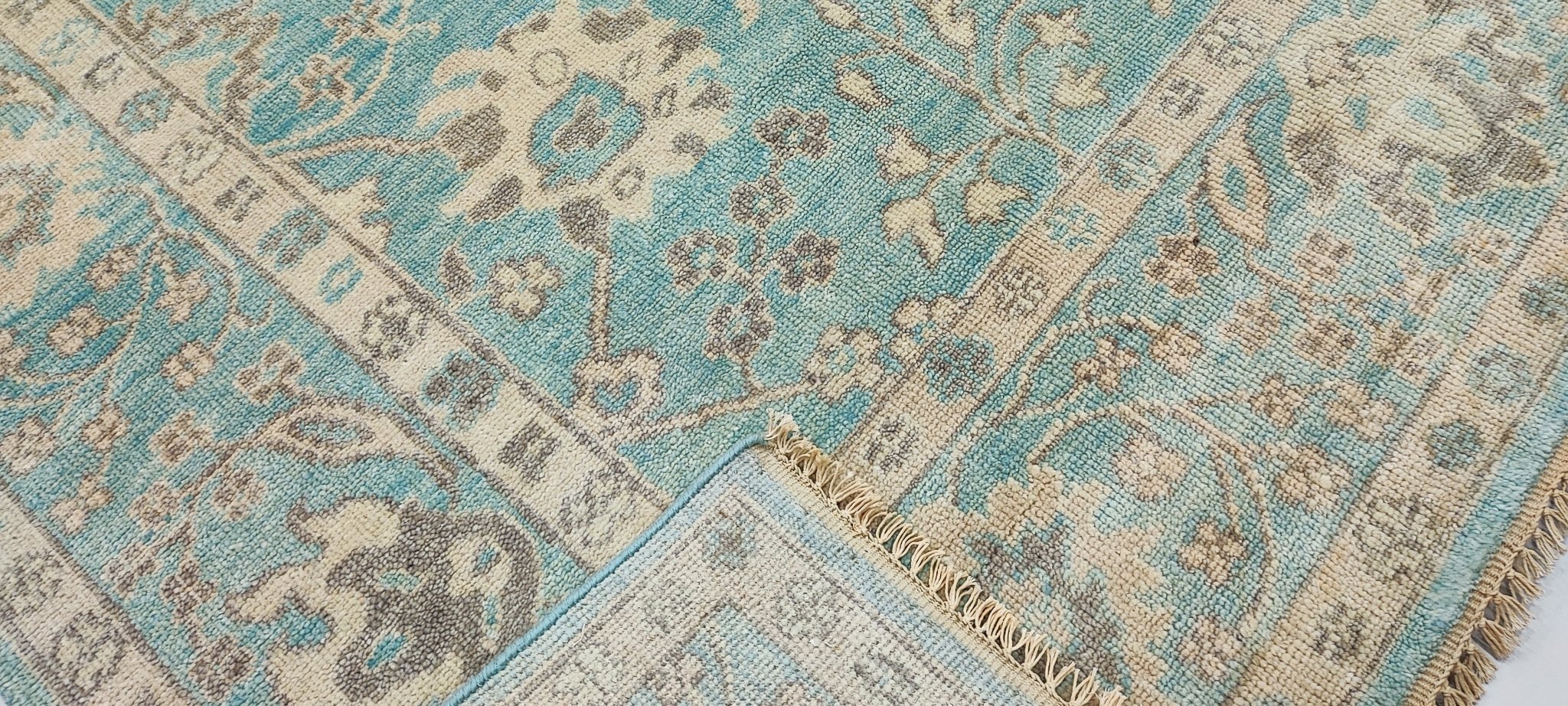 Jada 7.9x9.9 Hand-Knotted Green Oushak | Banana Manor Rug Factory Outlet