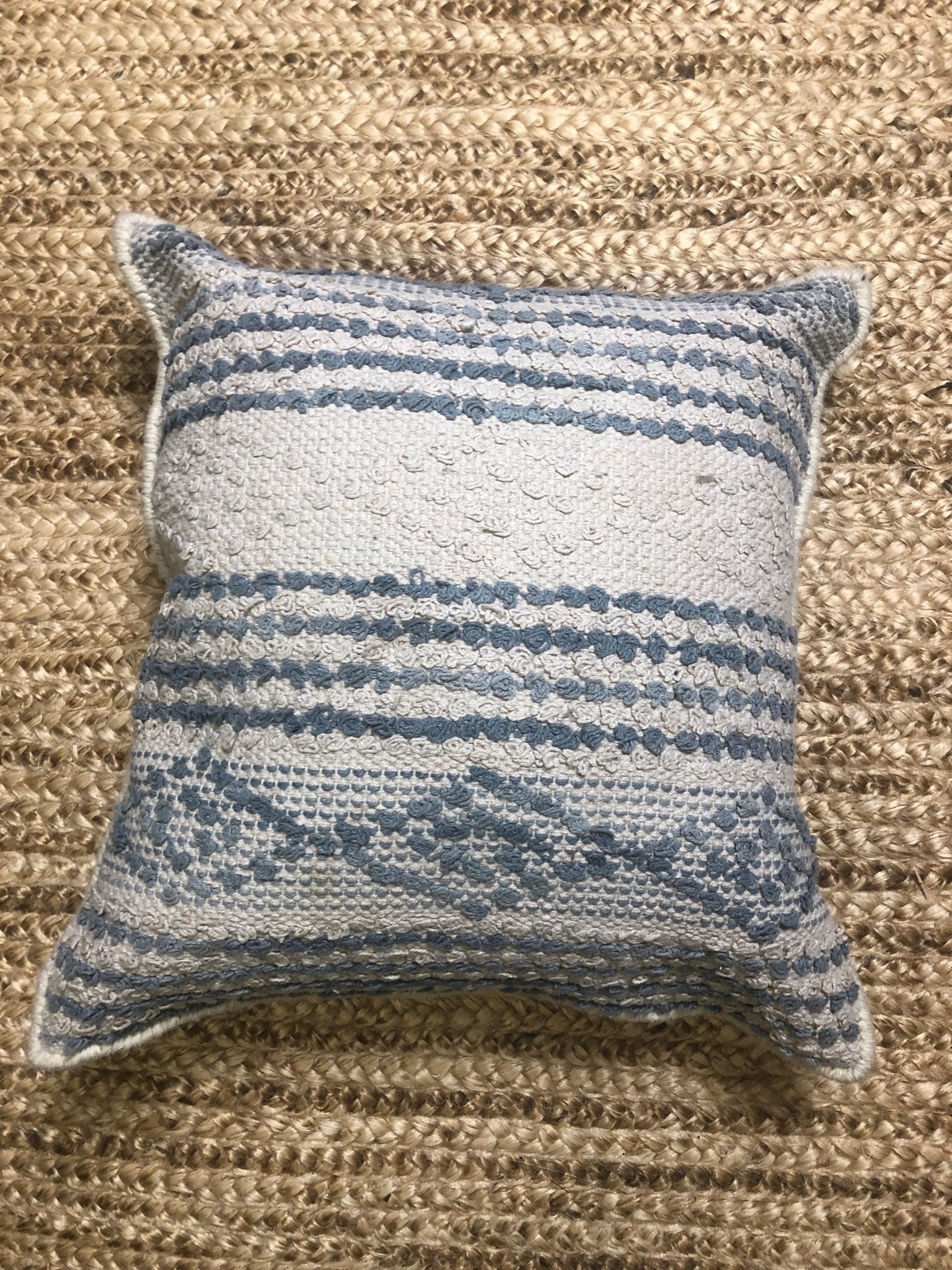 Jagger Beige and Blue Pillow | Banana Manor Rug Company