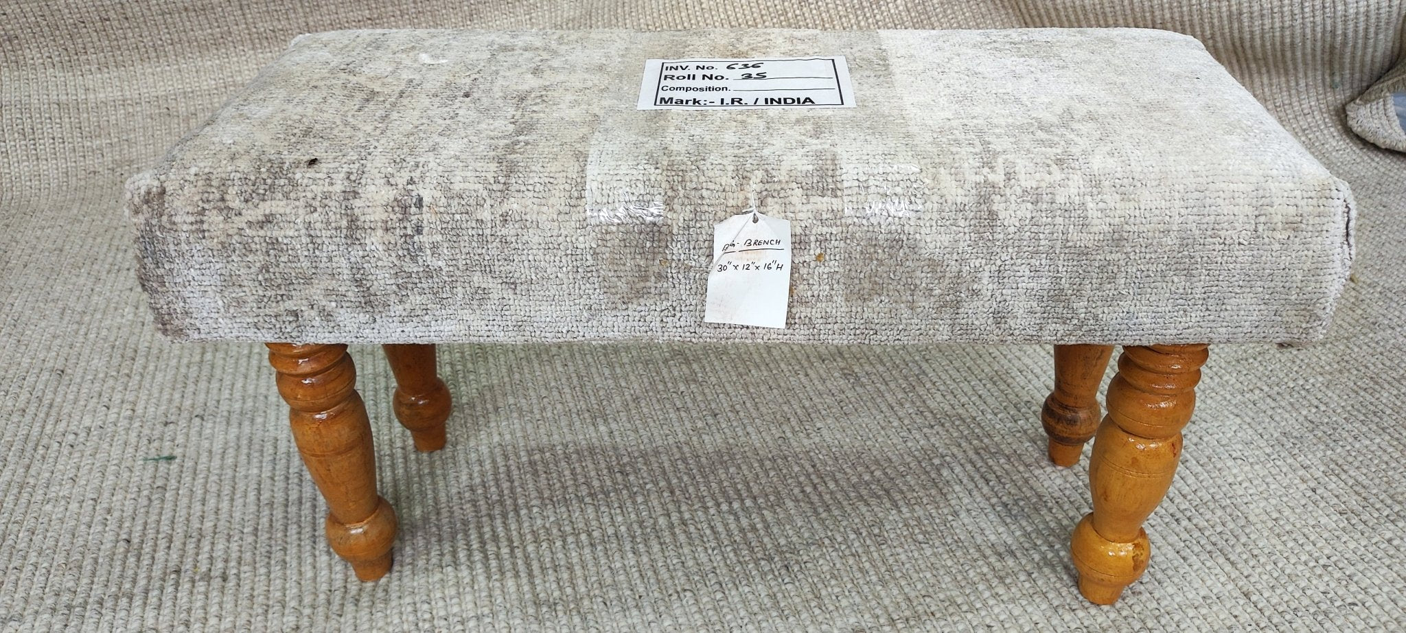 Jan Sterling 30x12x16 Wooden Upholstered Bench | Banana Manor Rug Factory Outlet