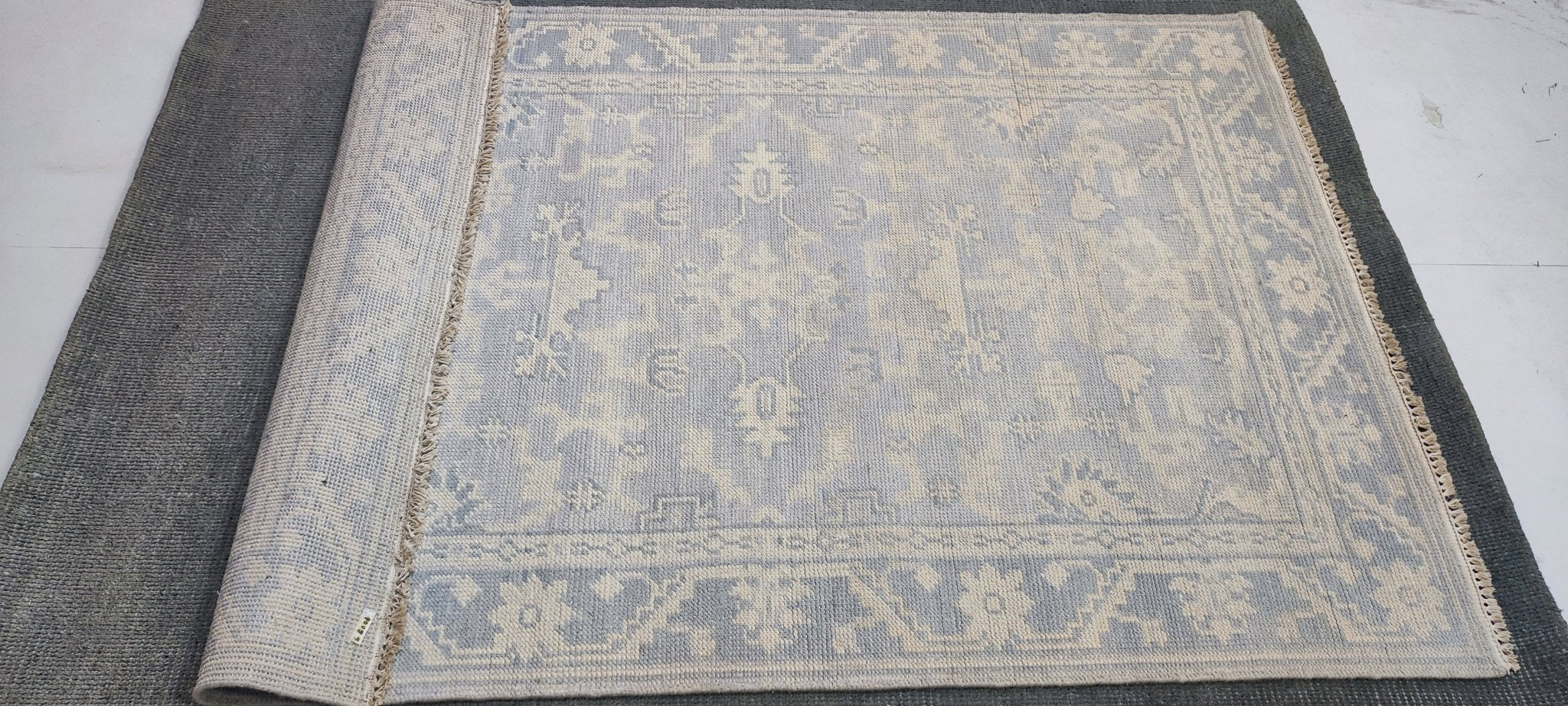 Jane Sibbett 4x6 Hand-Knotted Aqua & Silver Turkish Oushak | Banana Manor Rug Factory Outlet