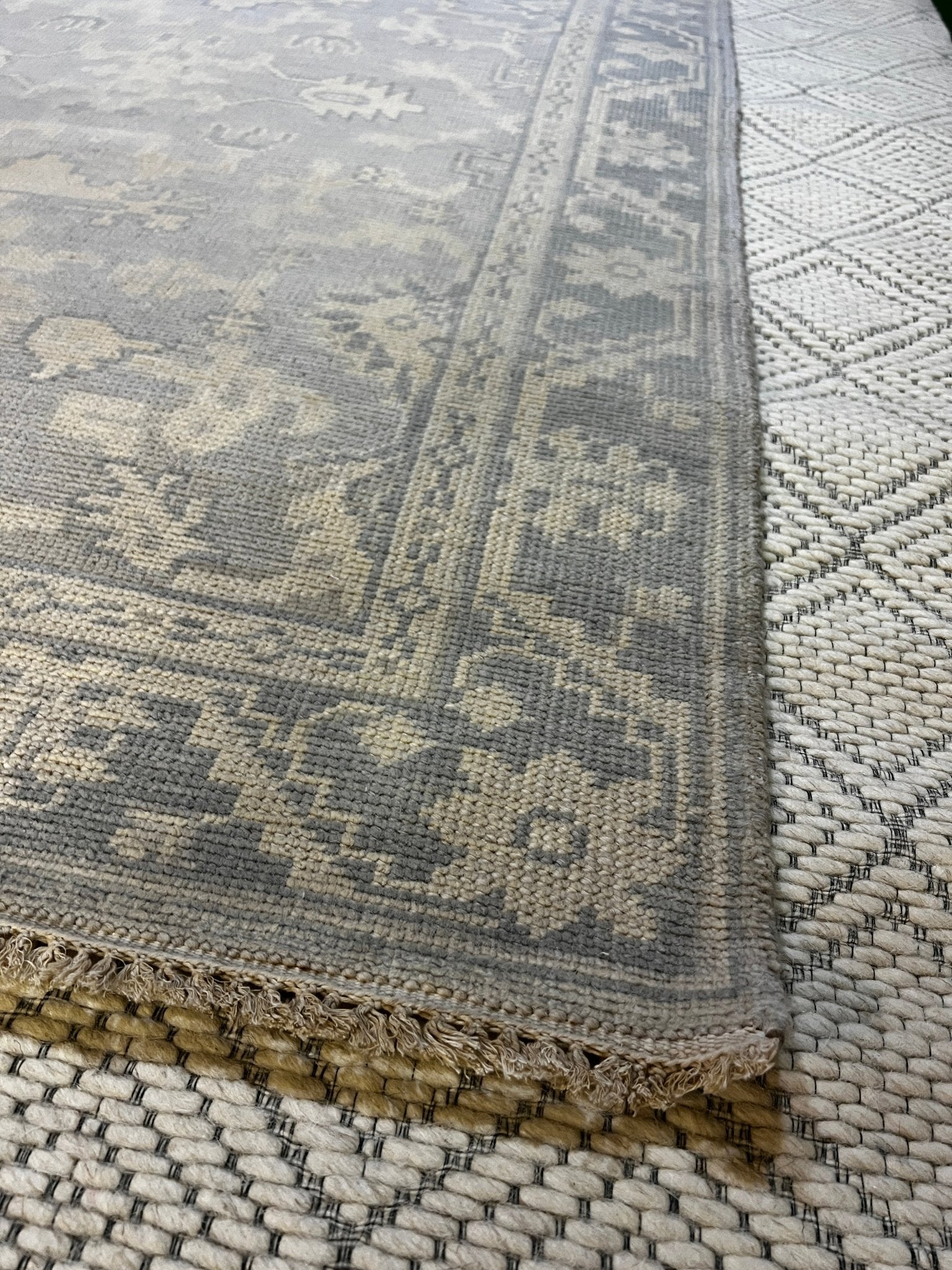 Jane Sibbett 4x6 Hand-Knotted Aqua & Silver Turkish Oushak | Banana Manor Rug Factory Outlet