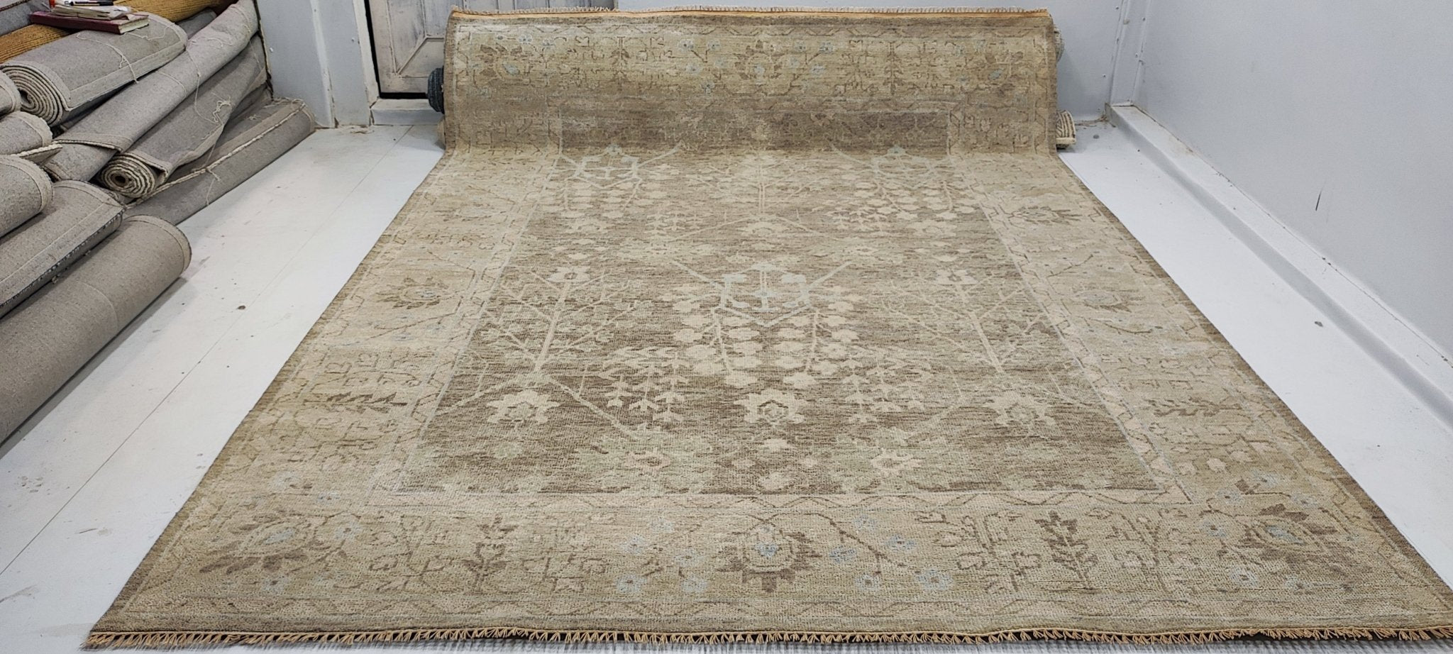 Jane Smith 9x12 Hand-Knotted Tan & Grey Oushak | Banana Manor Rug Factory Outlet