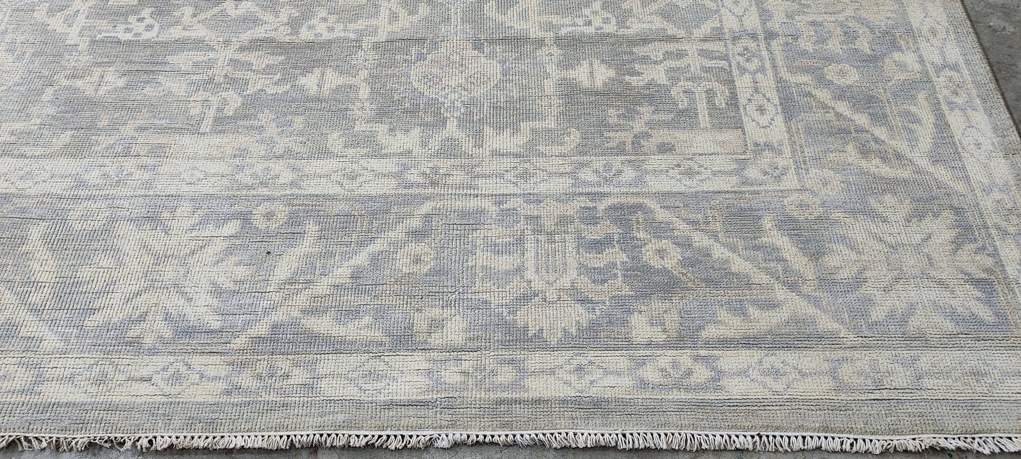 Janet Weiss 9.9x13.9 Hand Knotted Silver Grey Turkish Oushak | Banana Manor Rug Factory Outlet