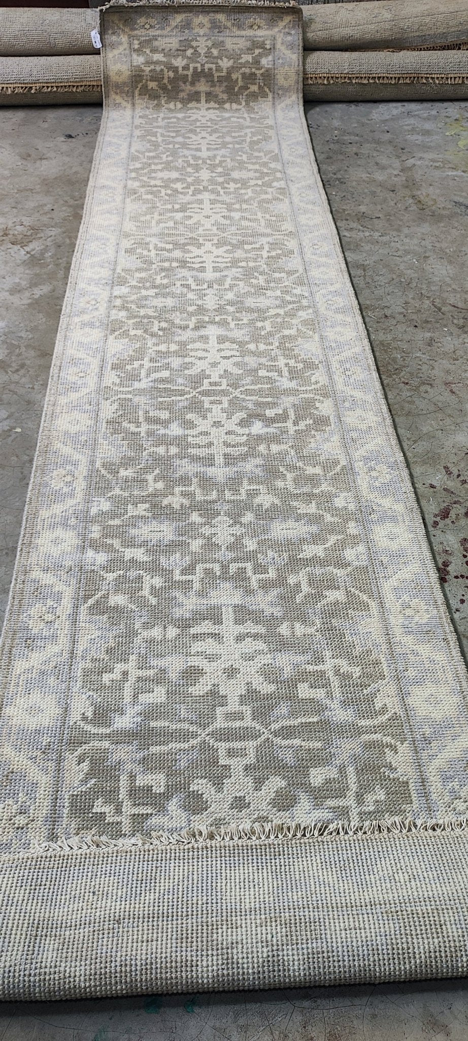 Janine Jansen 2.6x11.9 Hand Knotted Grey & Silver Turkish Oushak | Banana Manor Rug Factory Outlet