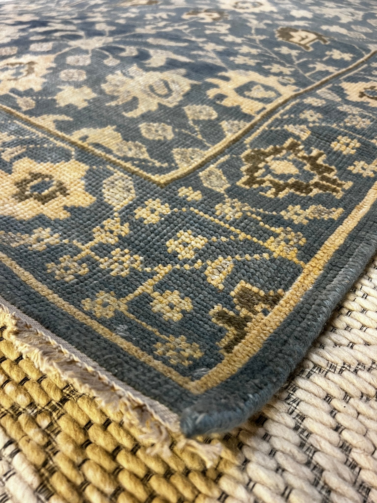 Janine Lecroix 4x6 Hand-Knotted Blue & Ivory Oushak | Banana Manor Rug Factory Outlet