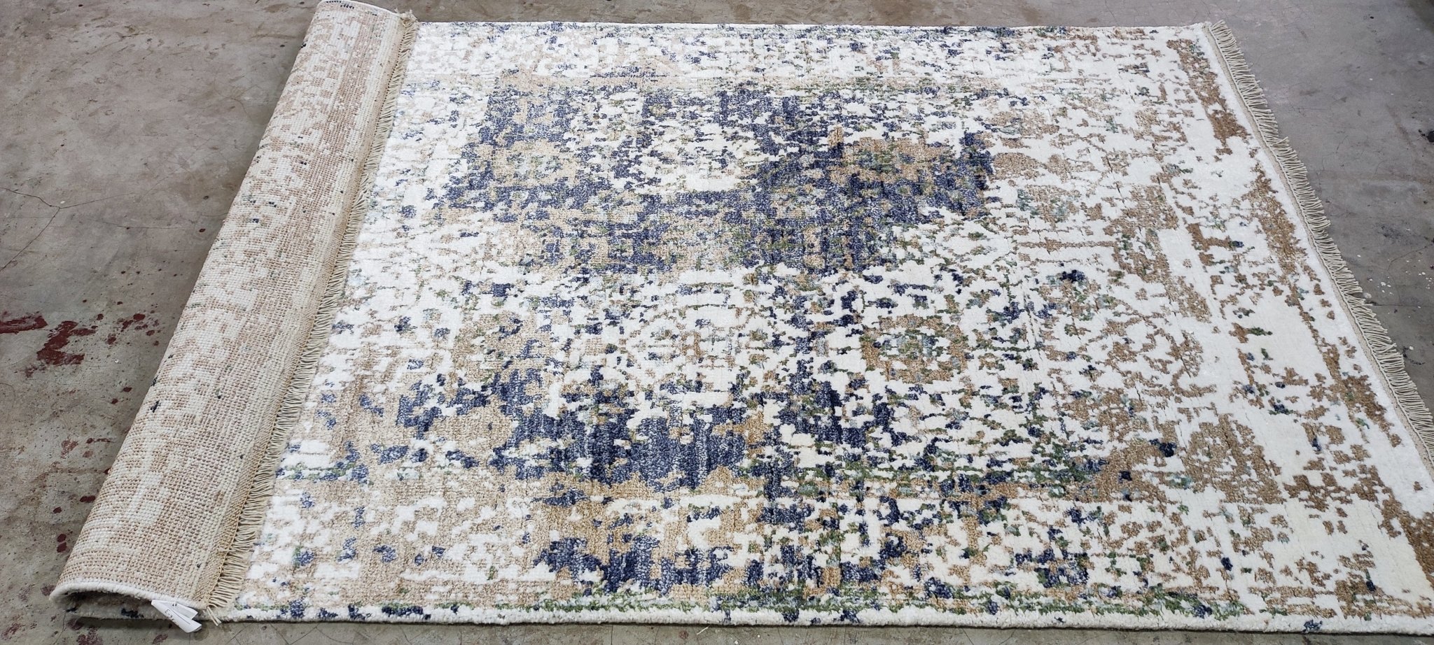 Jason Clarke Hand-Knotted Modern Rug Tan and Silver Abstract 4x6 | Banana Manor Rug Company