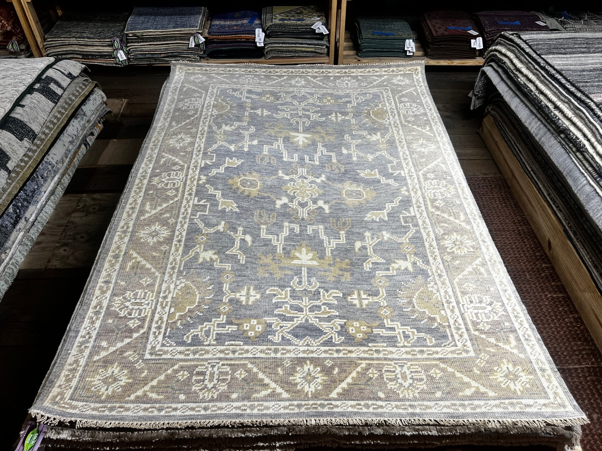 Jayde 5x7 Hand-Knotted Grey & Light Rust Turkish Oushak | Banana Manor Rug Factory Outlet