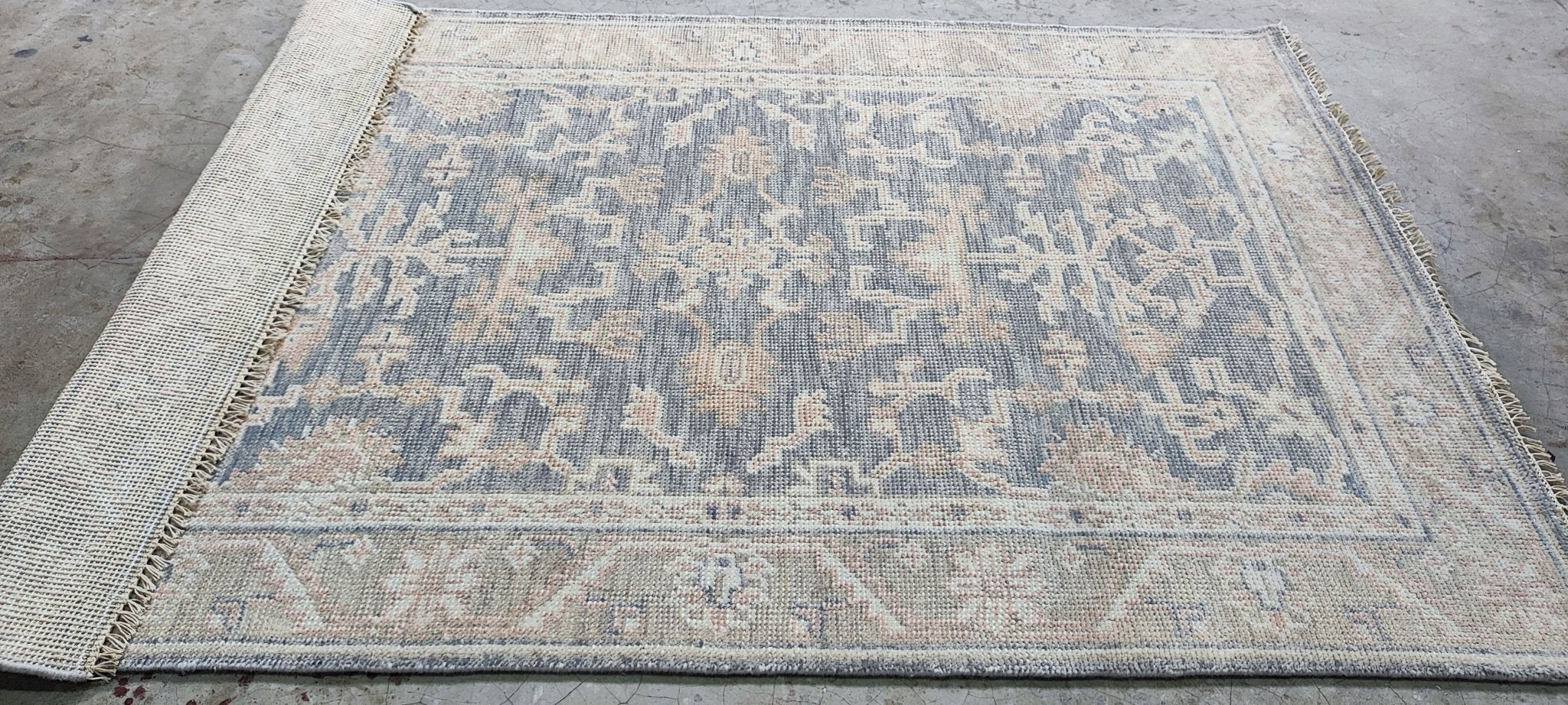 Jayde 5x7 Hand-Knotted Grey & Light Rust Turkish Oushak | Banana Manor Rug Factory Outlet