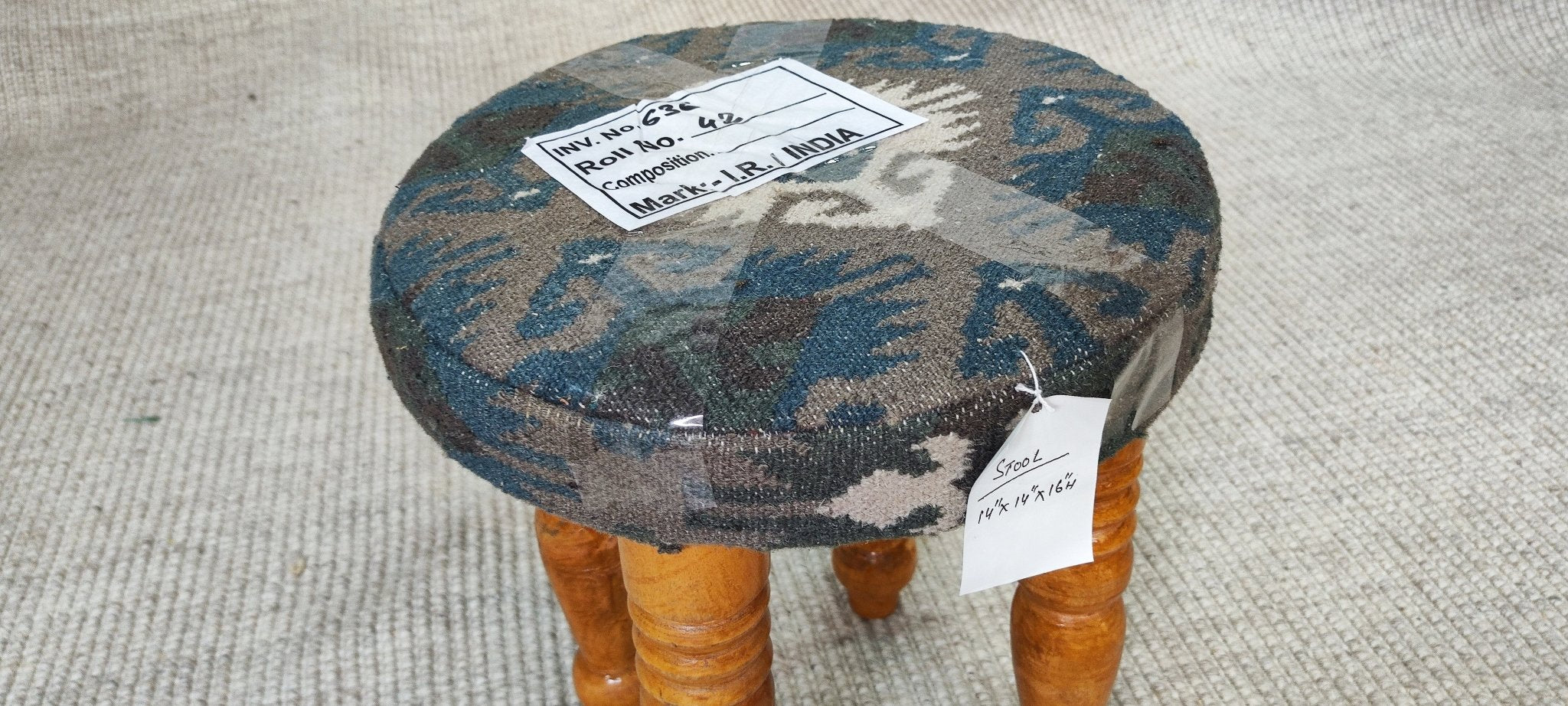 Jean Hagen 14x14x17 Wooden Upholstered Stool | Banana Manor Rug Factory Outlet