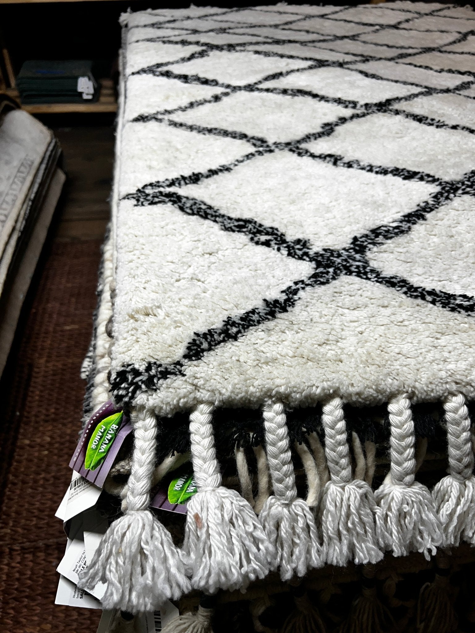 Jeff Spicoli 4.9x6.9 White and Black Moroccan Style Rug | Banana Manor Rug Factory Outlet