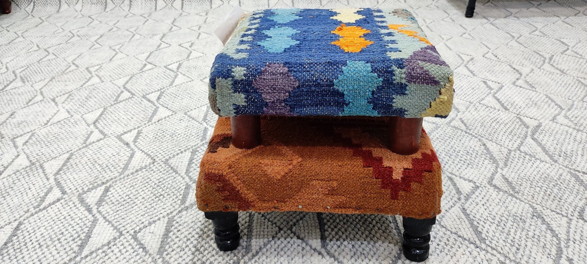 Jeff Timmons Wooden Upholstered Stool 14x14x7 (Assorted Styles) | Banana Manor Rug Company