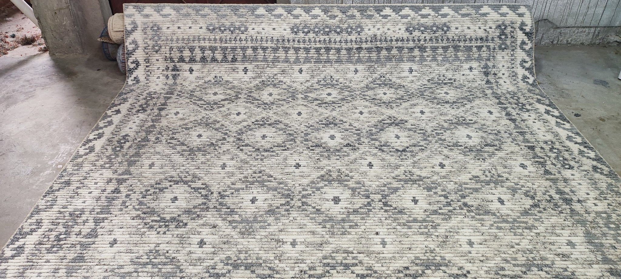 Jemaine Clement Hand-Knotted Ivory and Grey Oushak 8.3X10.0 | Banana Manor Rug Company