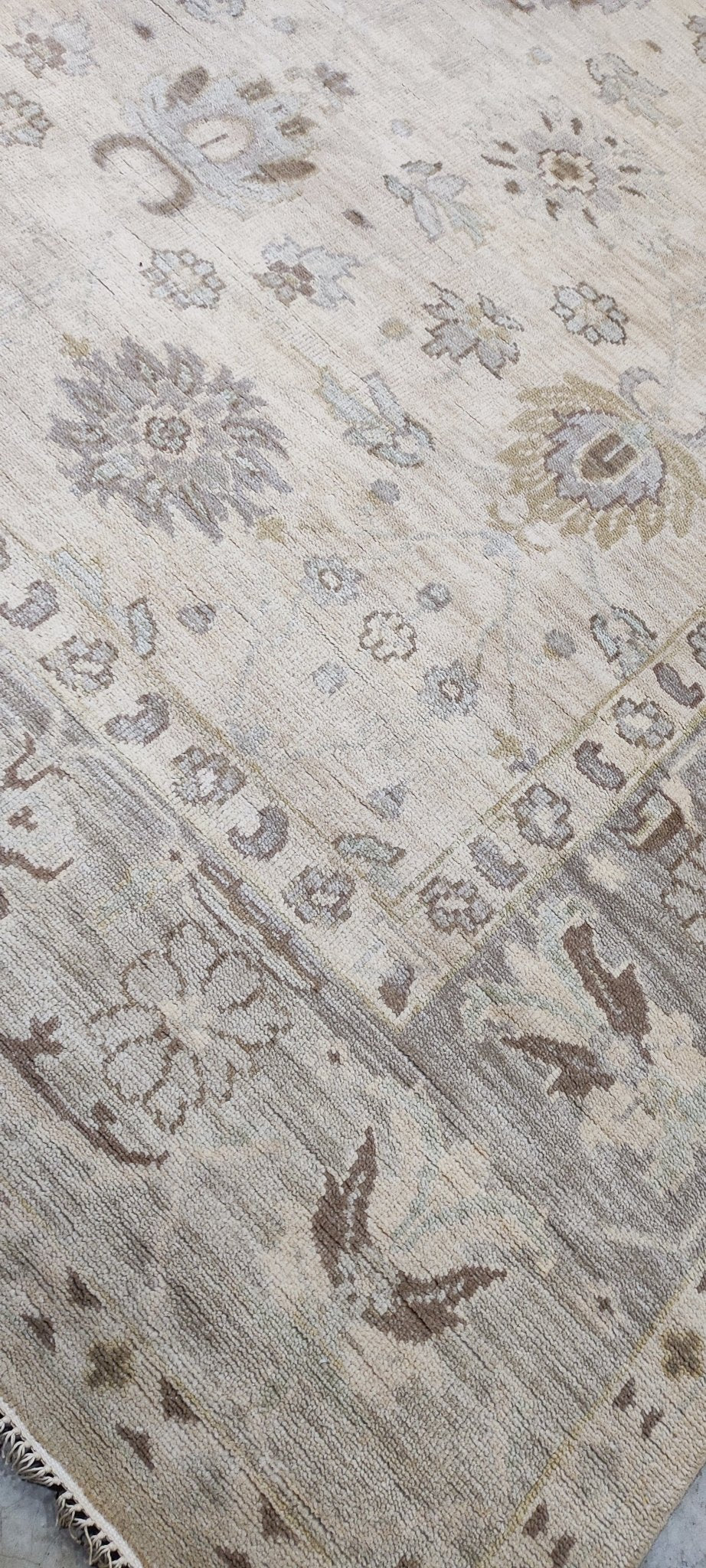 Jeni Legon Hand-Knotted Oushak Rug Cream and Brown 9x12.3 | Banana Manor Rug Company