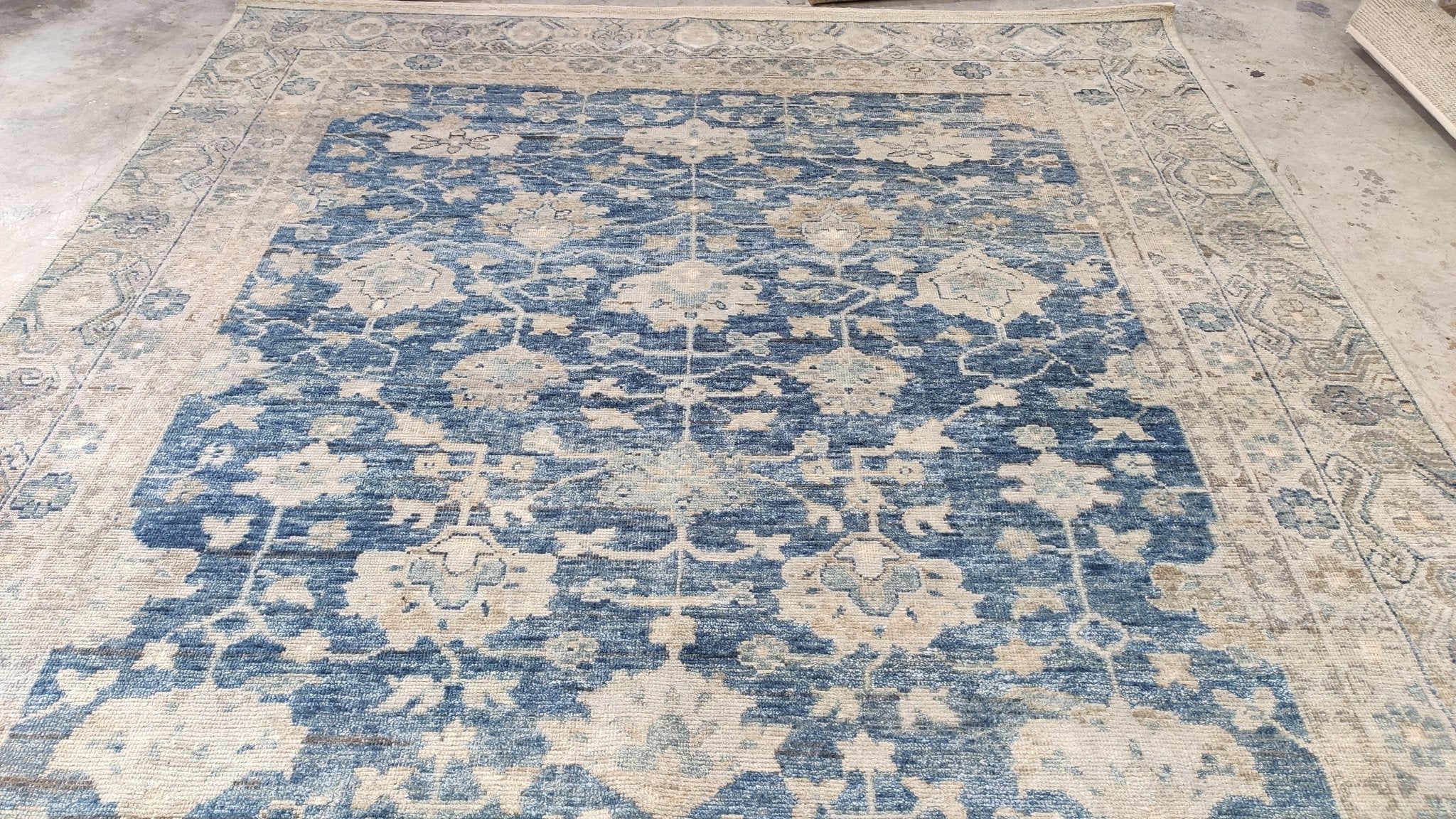 Jenna Jackson 8x10 Hand-Knotted Blue Oushak Rug | Banana Manor Rug Company